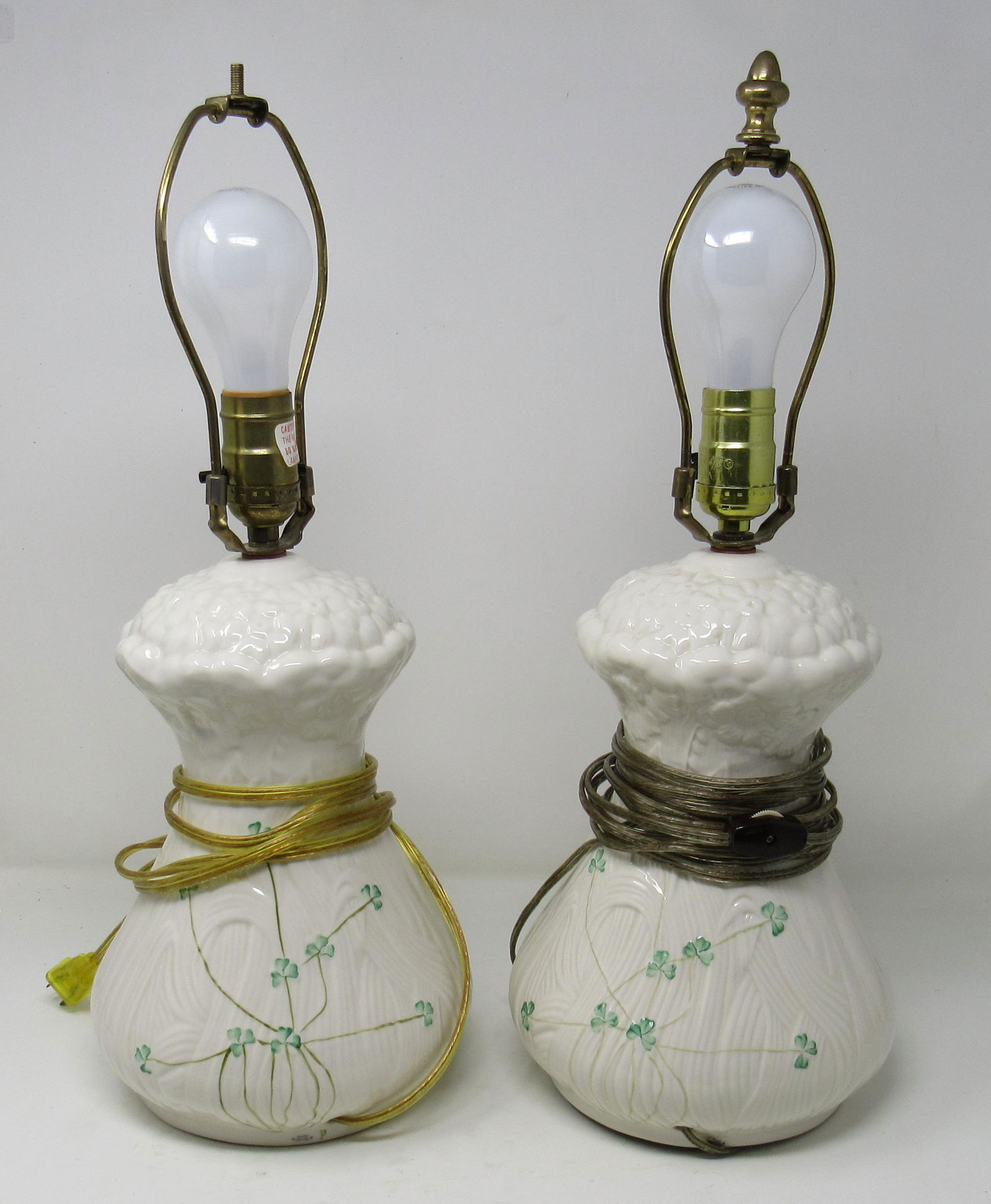 Pair of Belleek Lamps: Approx 19" tall