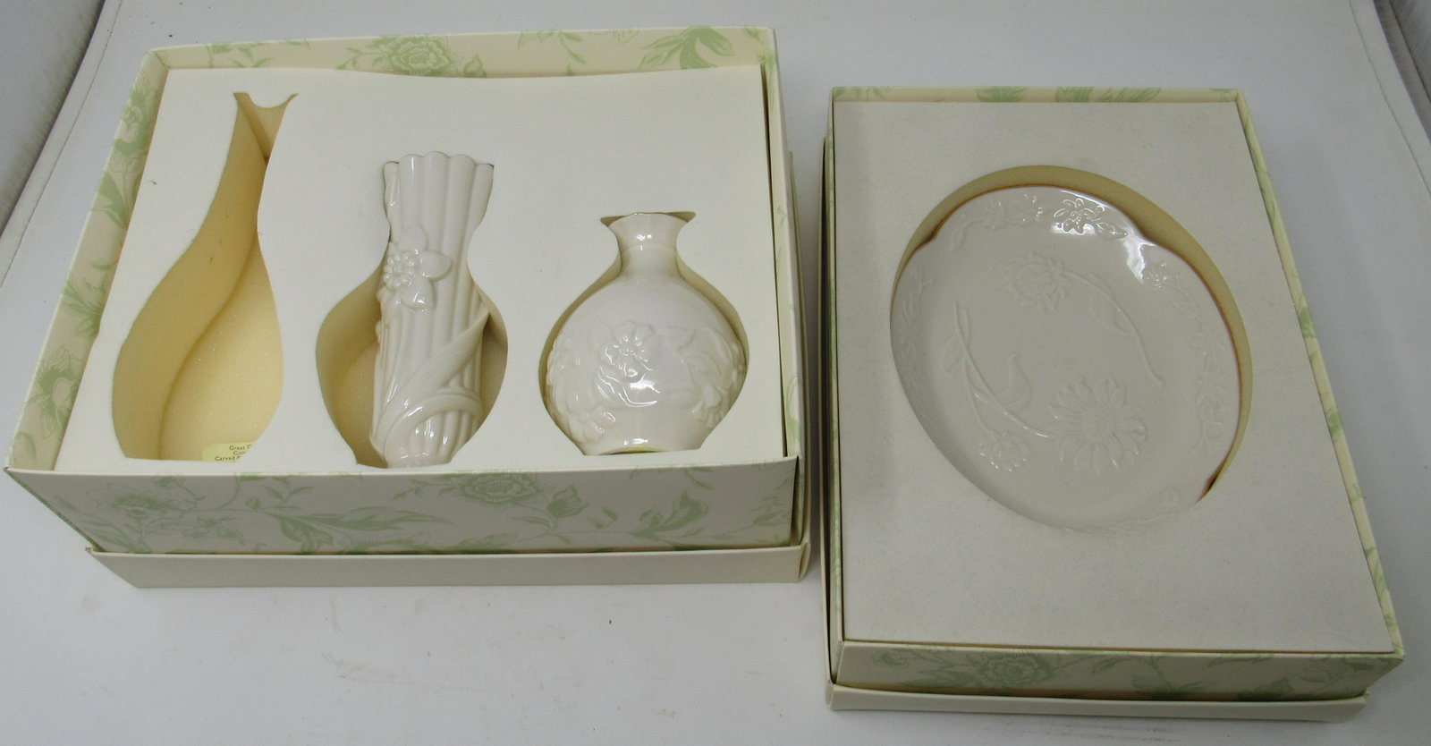 Lenox Vases and Tray: Tray is approx 5 3/4" x 7"
