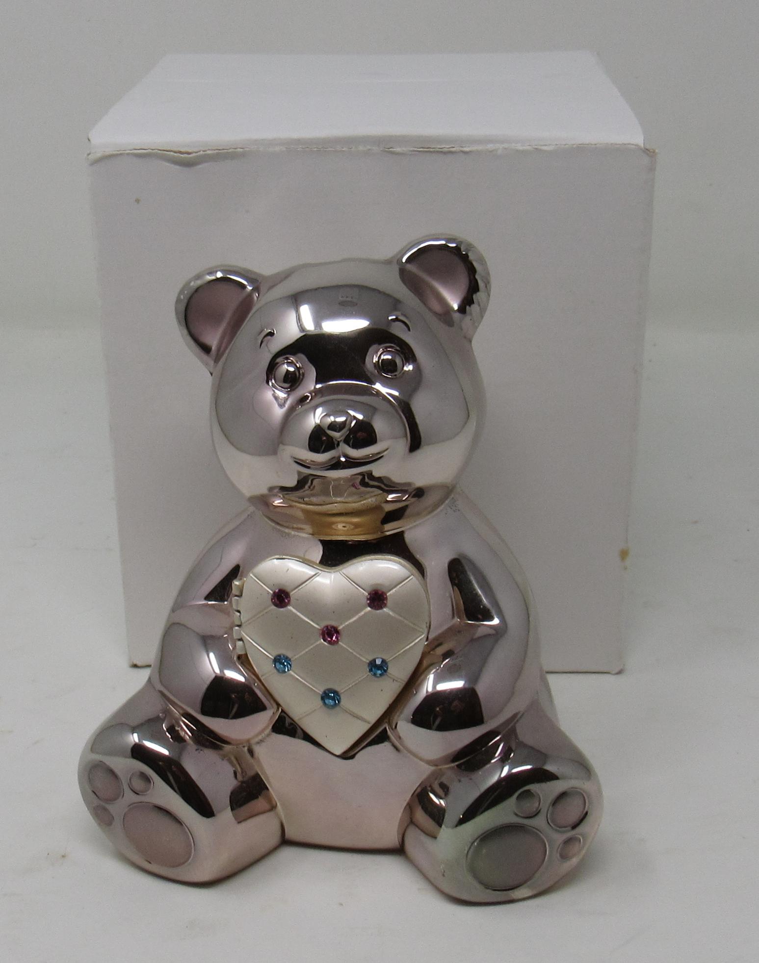 Lenox Baby Jewel Teddy Bear Bank: Apprx 4 1/2" tall