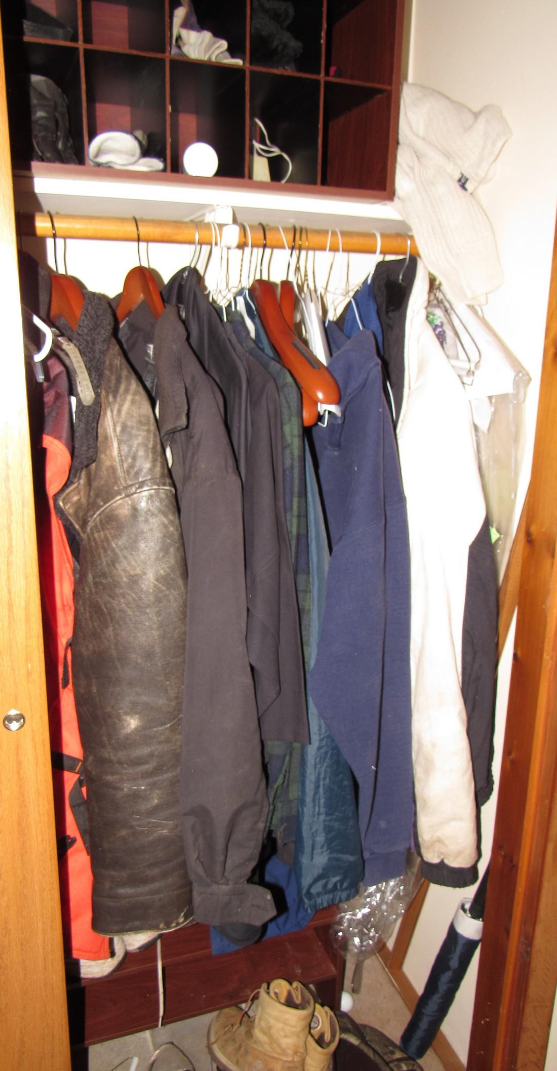 Contents of Closet J Crew Leather Jacket & Totes: No size on the J Crew Jacket. It is approx 24" pit to pit and 34" long.