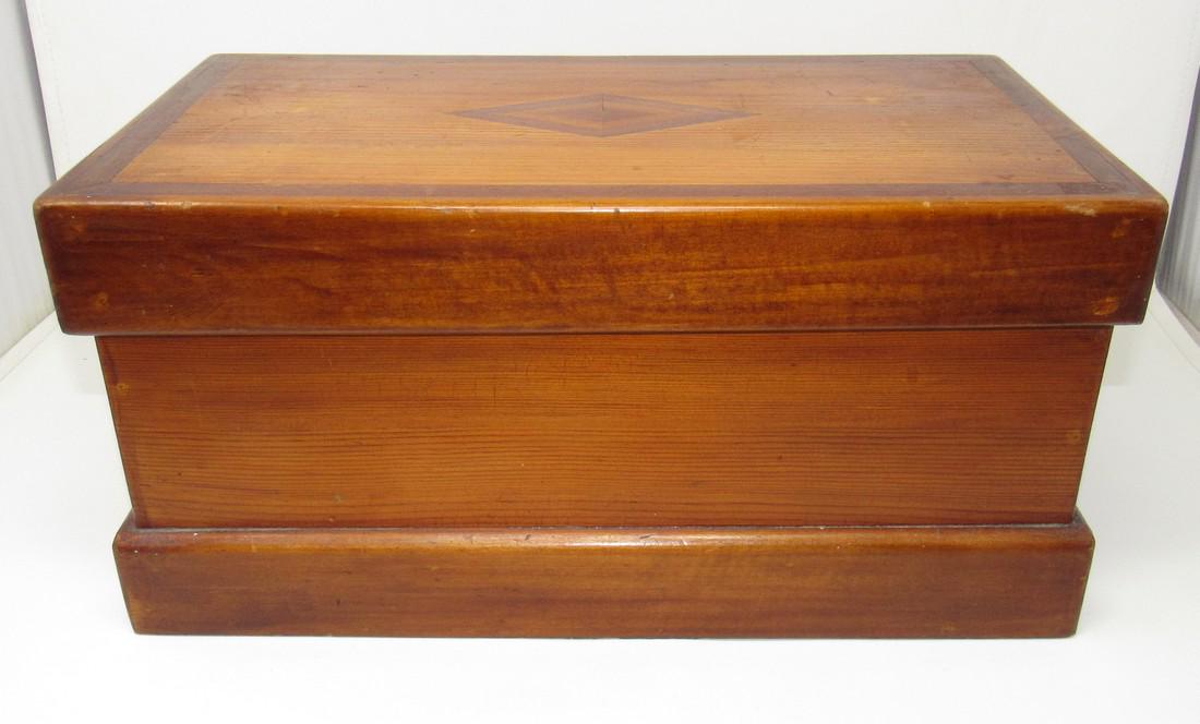 1935 Miniature Inlaid Banket Chest by ES Craig: Approx 9" x 16" x 8" tall