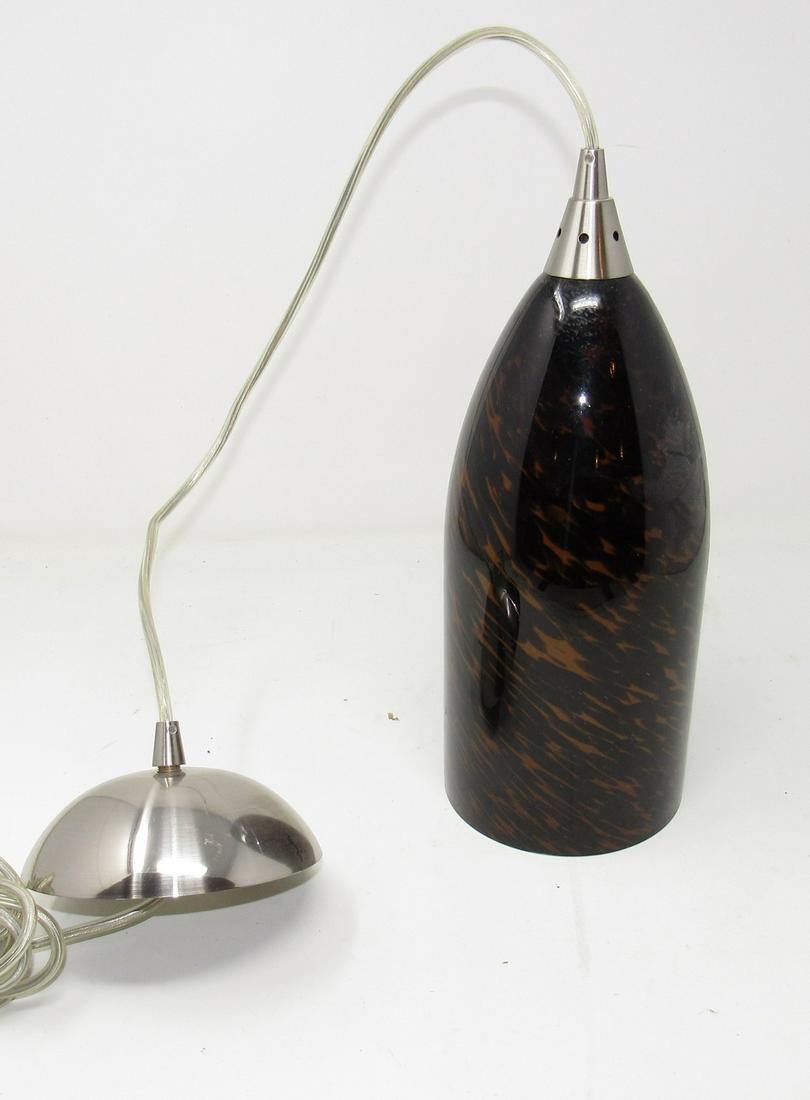 Mid Century Modern Style Ceiling Light Fixture: Approx 4 5/8" in diameter and 12" tall. Shade is glass
