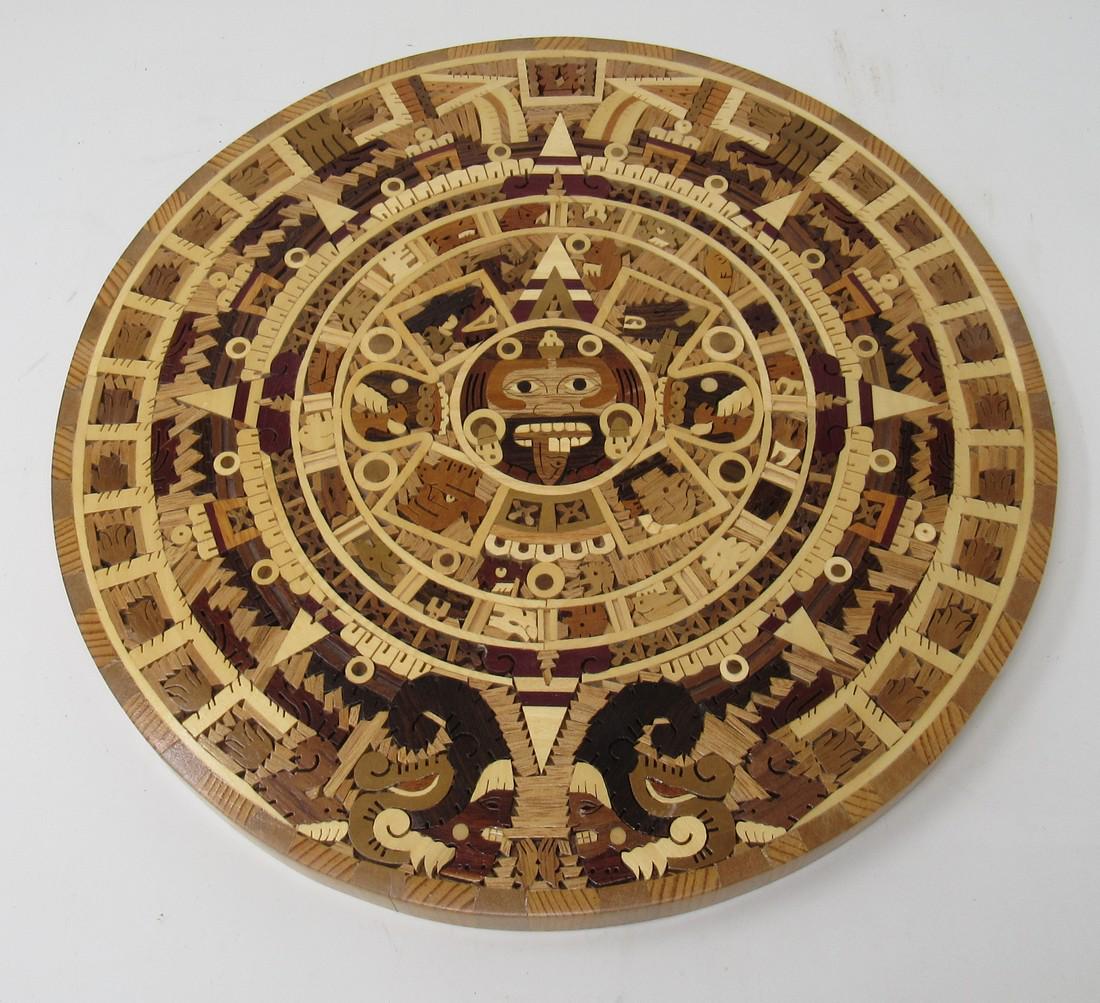 Carved Asian Tray: Approx 14 1/4" in diameter and 7/8" thick