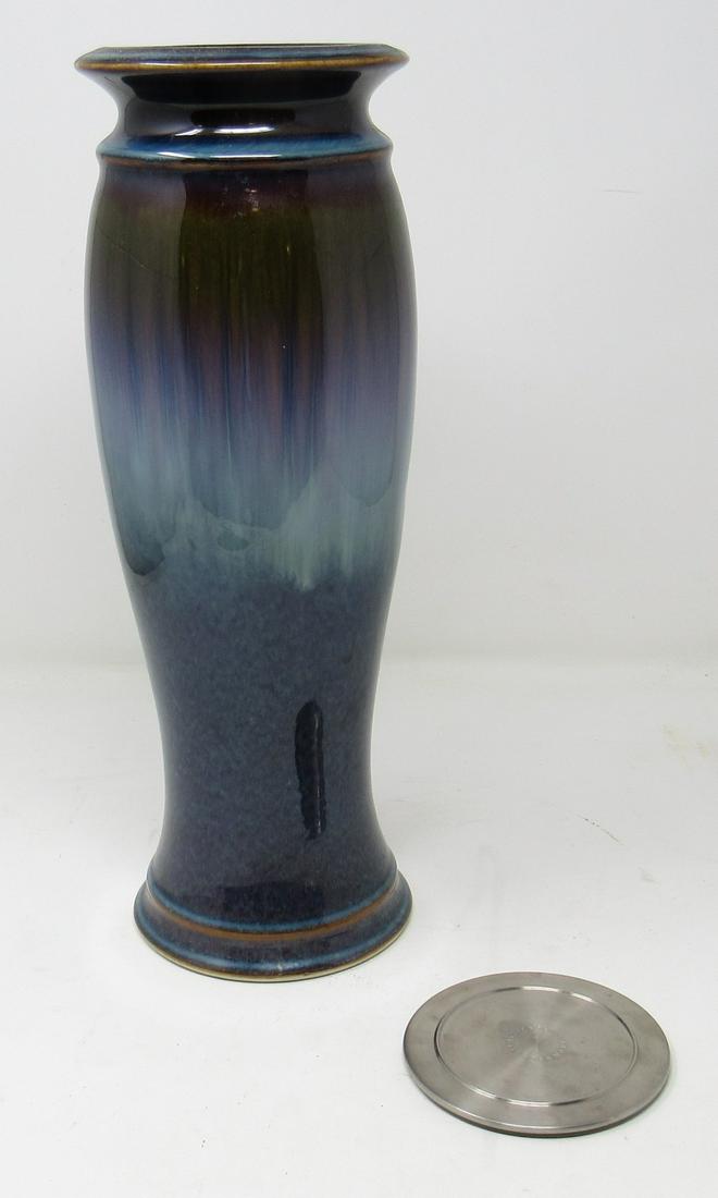 Campbell Pottery Vase Georg Jensen Coaster: Vase is approx 4 1/2" x 13 1/2" tall