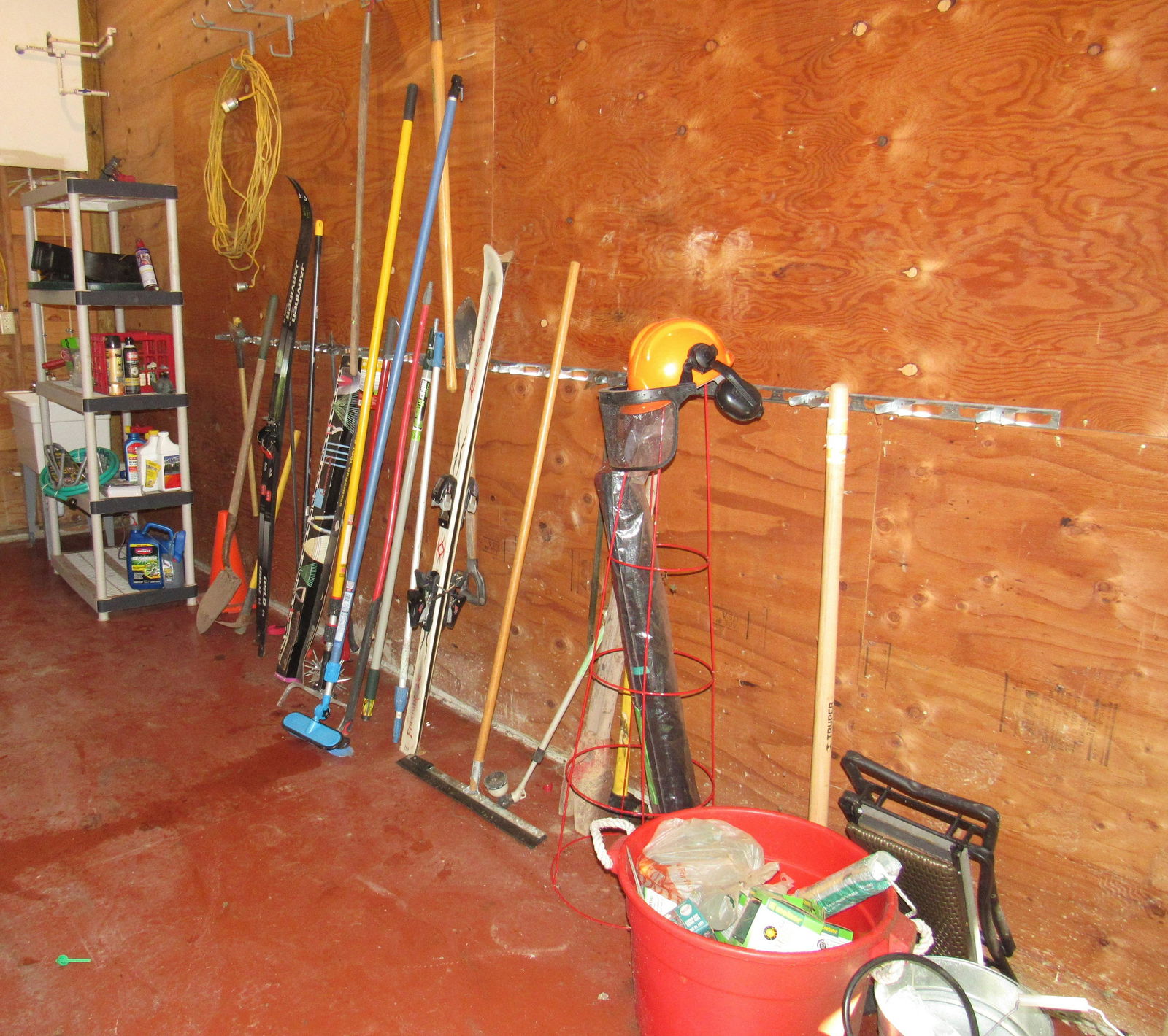 Garden Tools Shelf Wall Contents: Lot includes all pictured. Take what you want and leave the rest