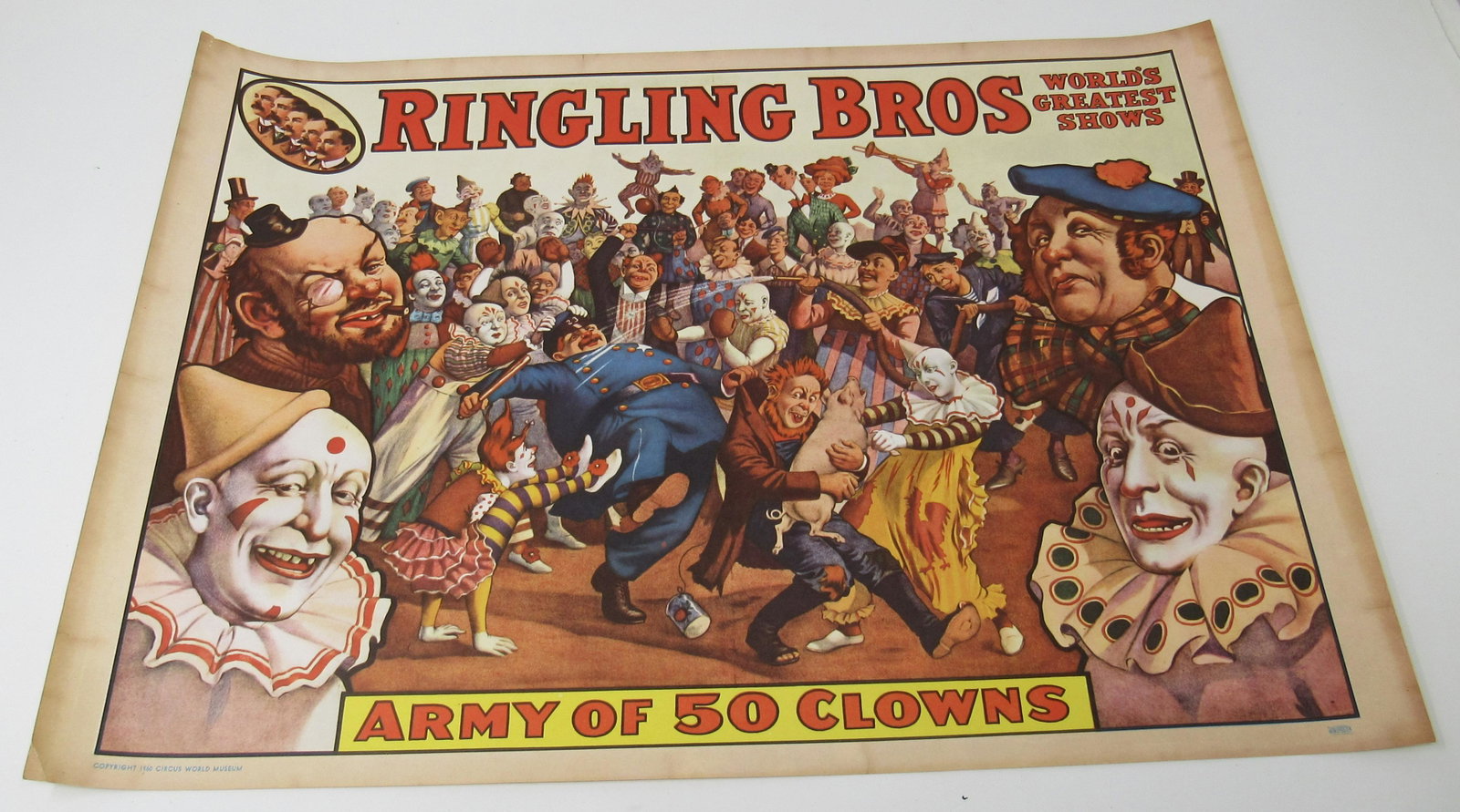 1960 Ringling Bros. Circus Clown Poster: Approx 13 1/2" x 19"