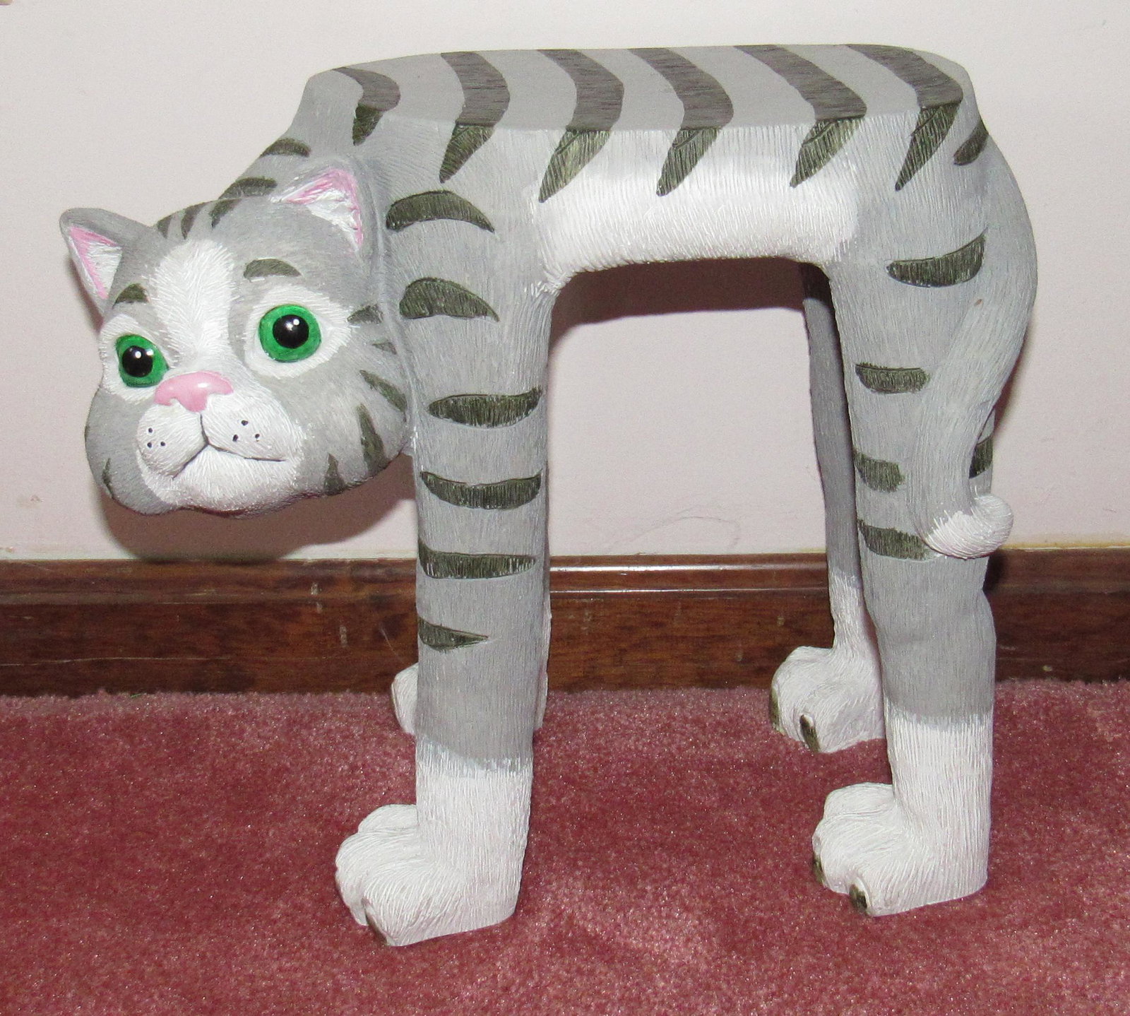 Cat Stool: Approx 6" x 12" x 11" tall. Made of a resin
