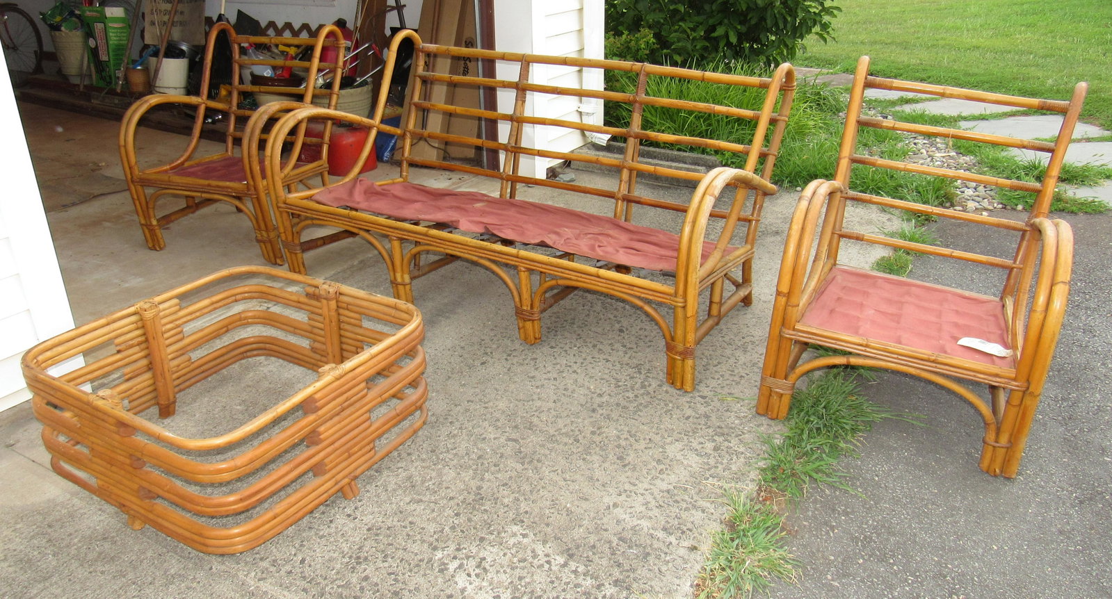 Willow & Reed Bamboo Patio Set: Sofa is apprx 64 1/2" long