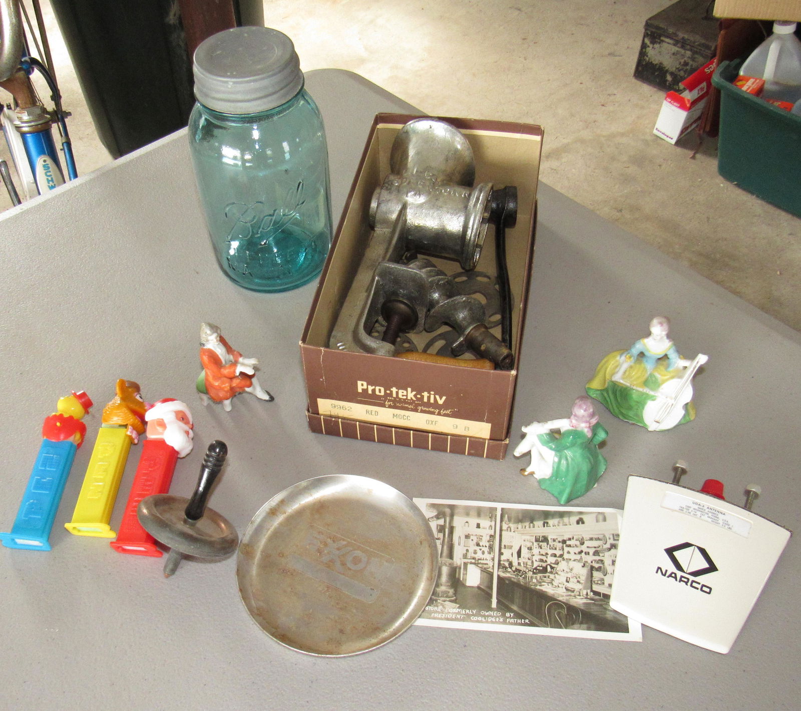 Ball Jar Meat Grinder Pez & misc: Getting all on table
