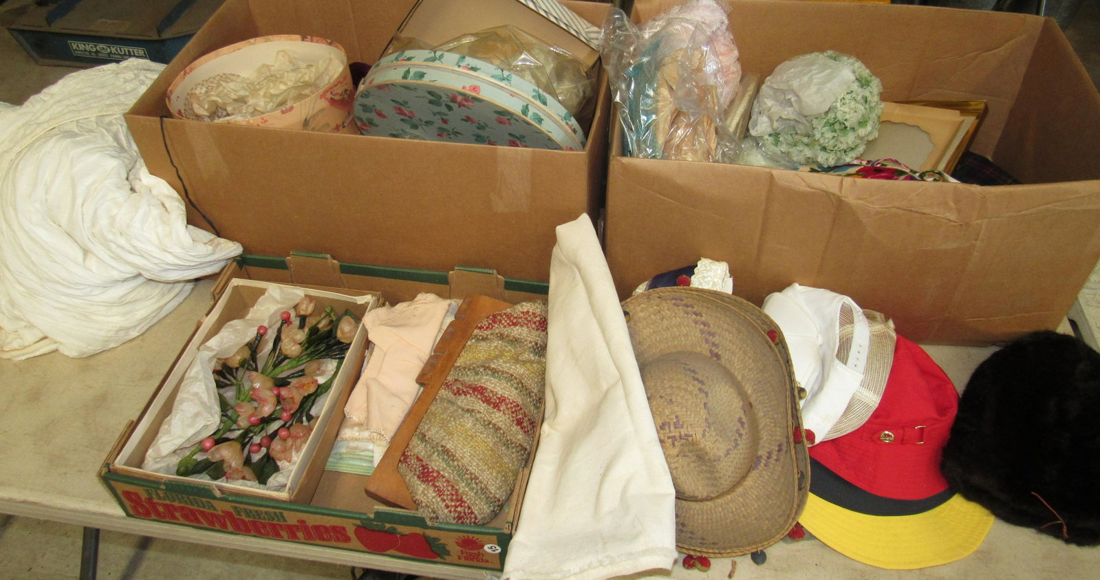 Vintage Hats and Shoes: Getting all pictured on table