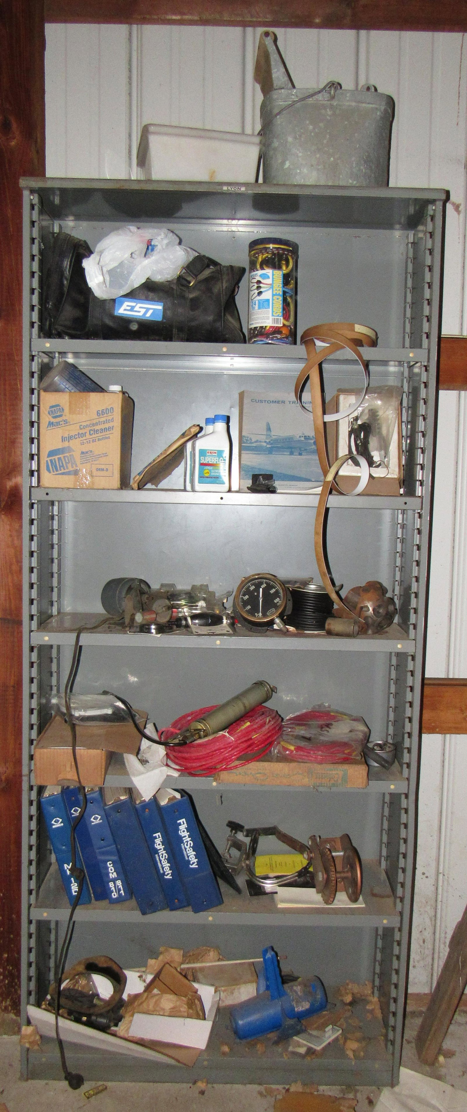 Shelf and Contents: Shelf is approx 12" x 37 1/2" x 86" tall