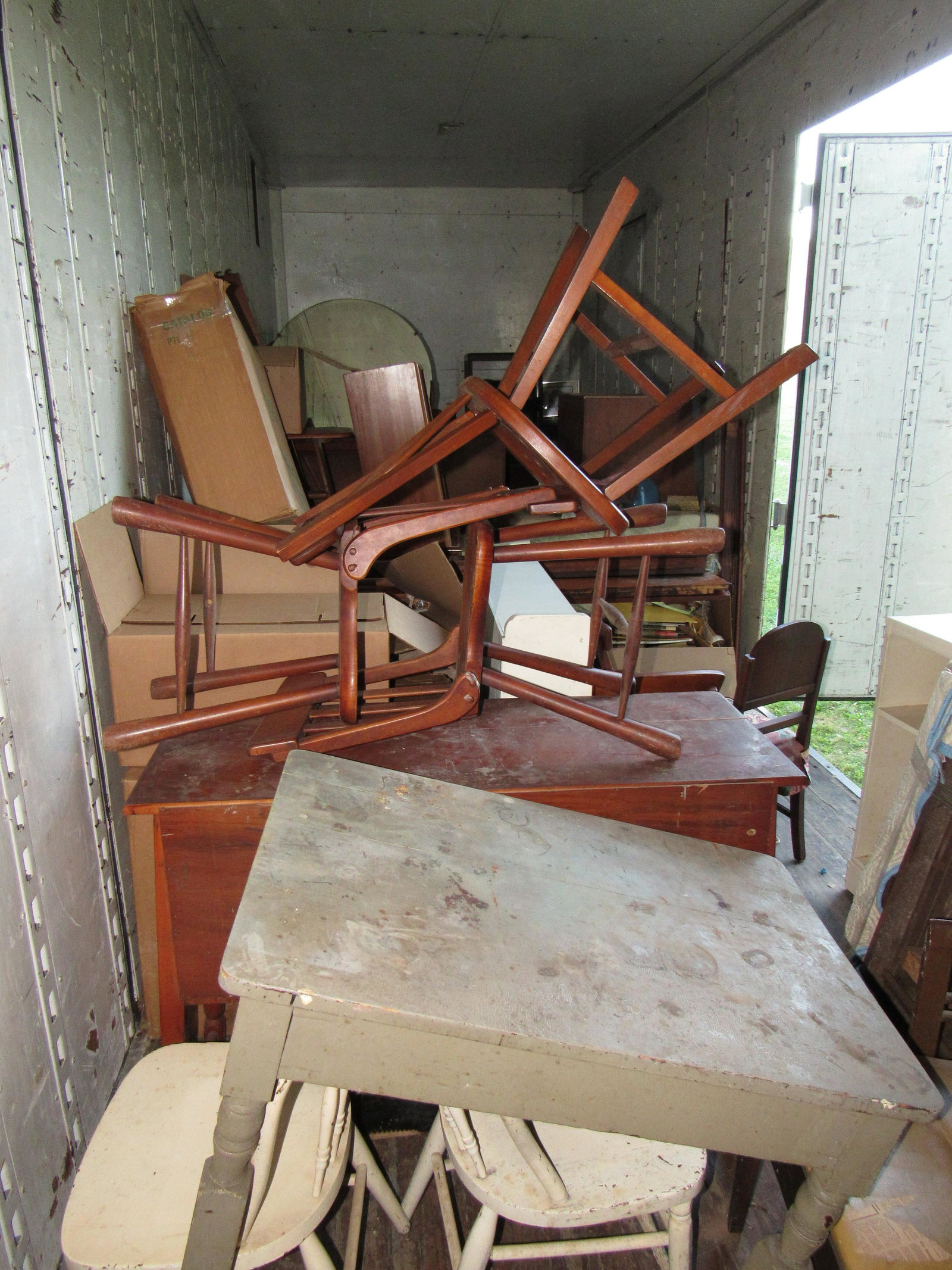 Contents of 50' Moving Trailer incl Rock Maple: Lot includes everything in moving trailer ( EXCEPT PIANO AND VINTAGE REFRIGERATOR SOLD IN PREVIOUS LOTS) . TAKE WHAT YOU WANT AND LEAVE THE REST. THIS IS PACKED !!!!!
