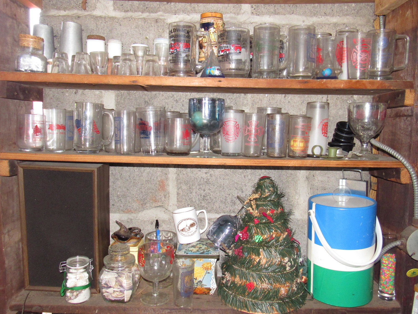 Oldwick Fire Co Mugs Misc Shelf Contents: Lot includes all pictured on the 3 shelves. Take what you want and leave the rest