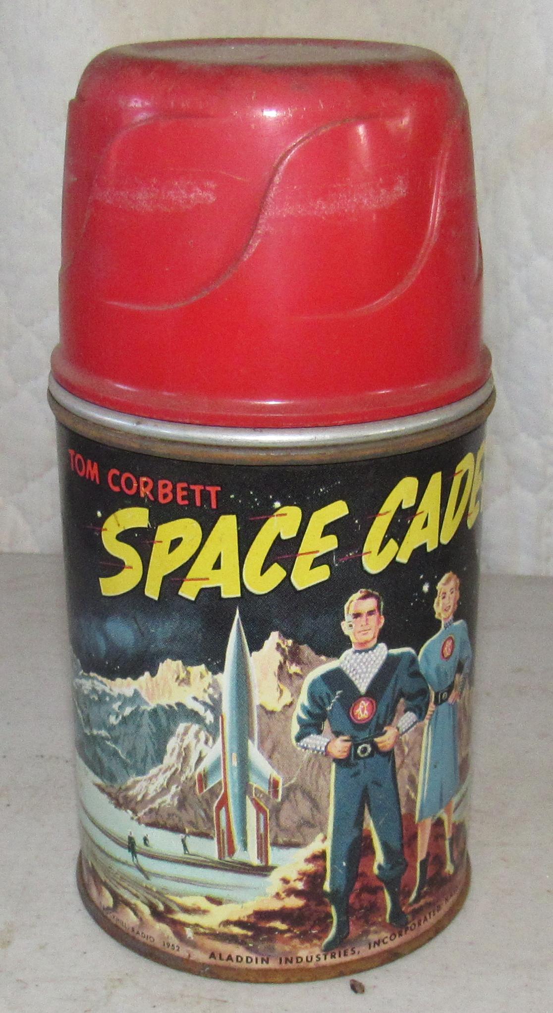 Aladdin Tom Corbett's Space Cadet Thermos: Approx 3 1/4" in diameter and 6 1/4" tall