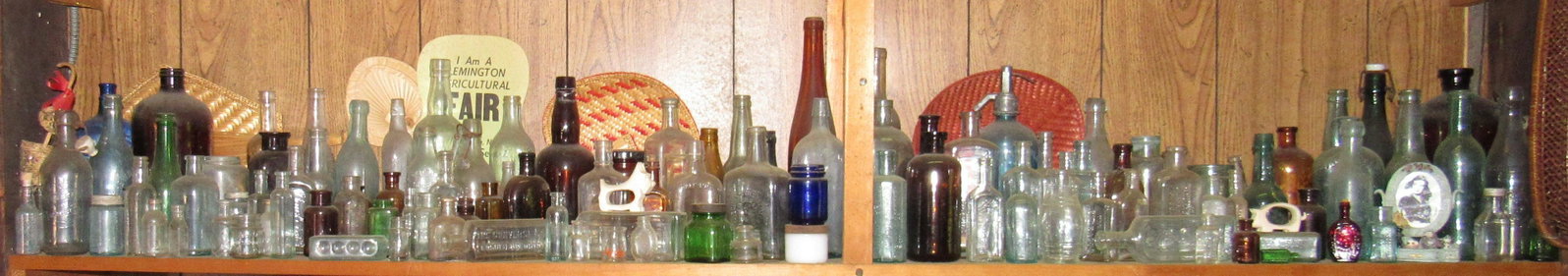 Shelf Contents of Antique and Vintage Bottles: Getting all pictured on shelf