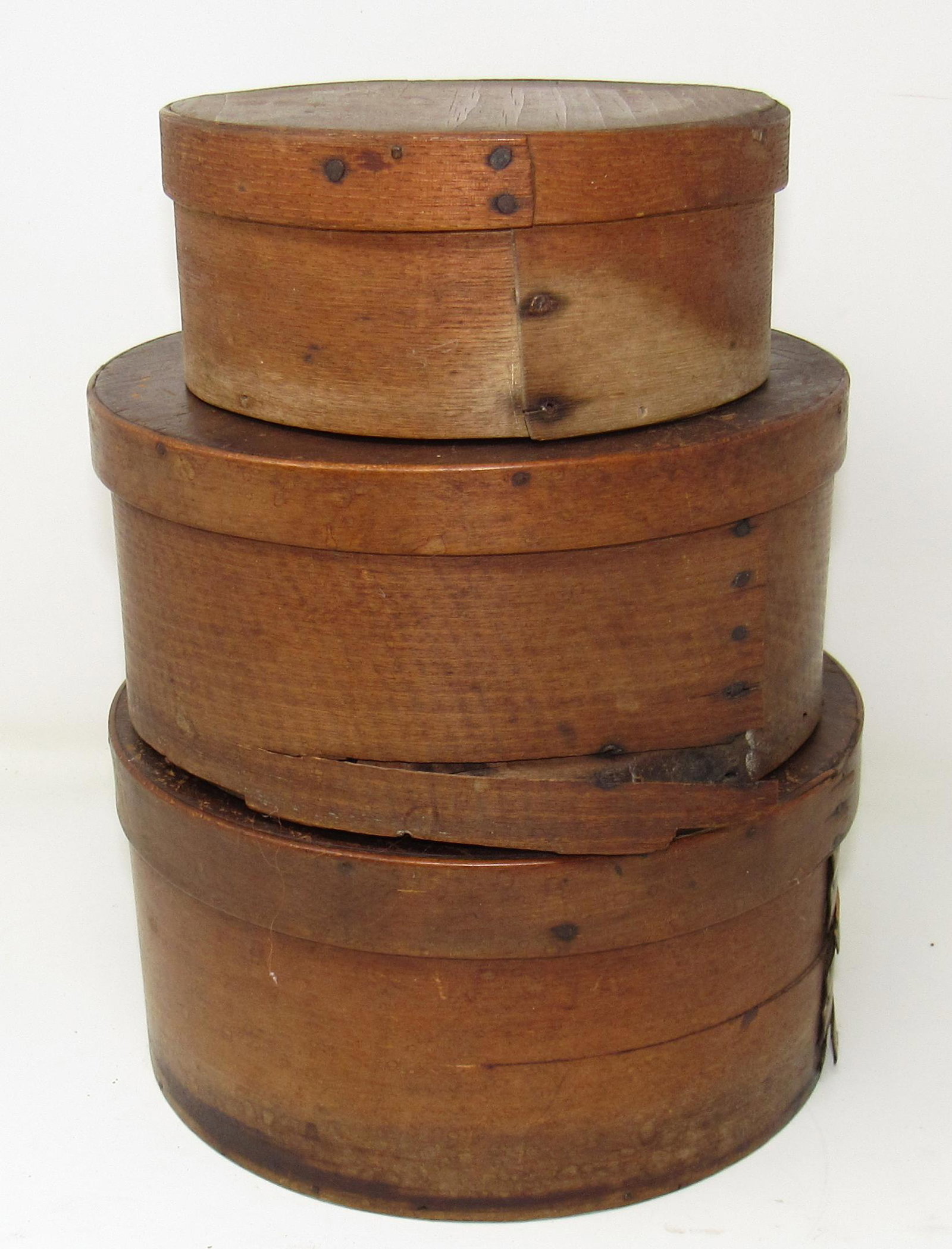3 Pantry Boxes: Largest is approx 9" in diameter and 4 1/2" tall.