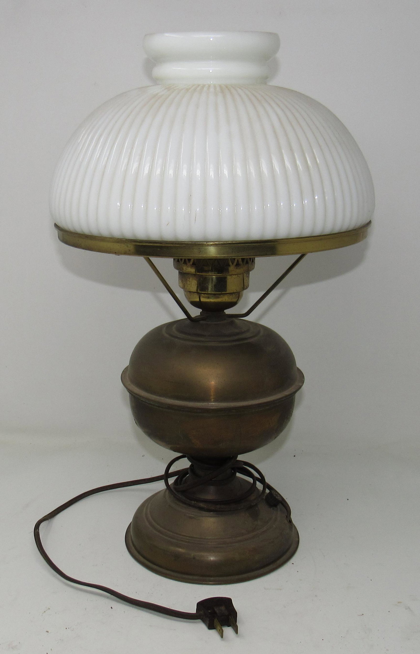 Brass Electrified Rayo Lamp: Shade is approx 10 1/2" in diameter. Total lamp height is apprx 18"
