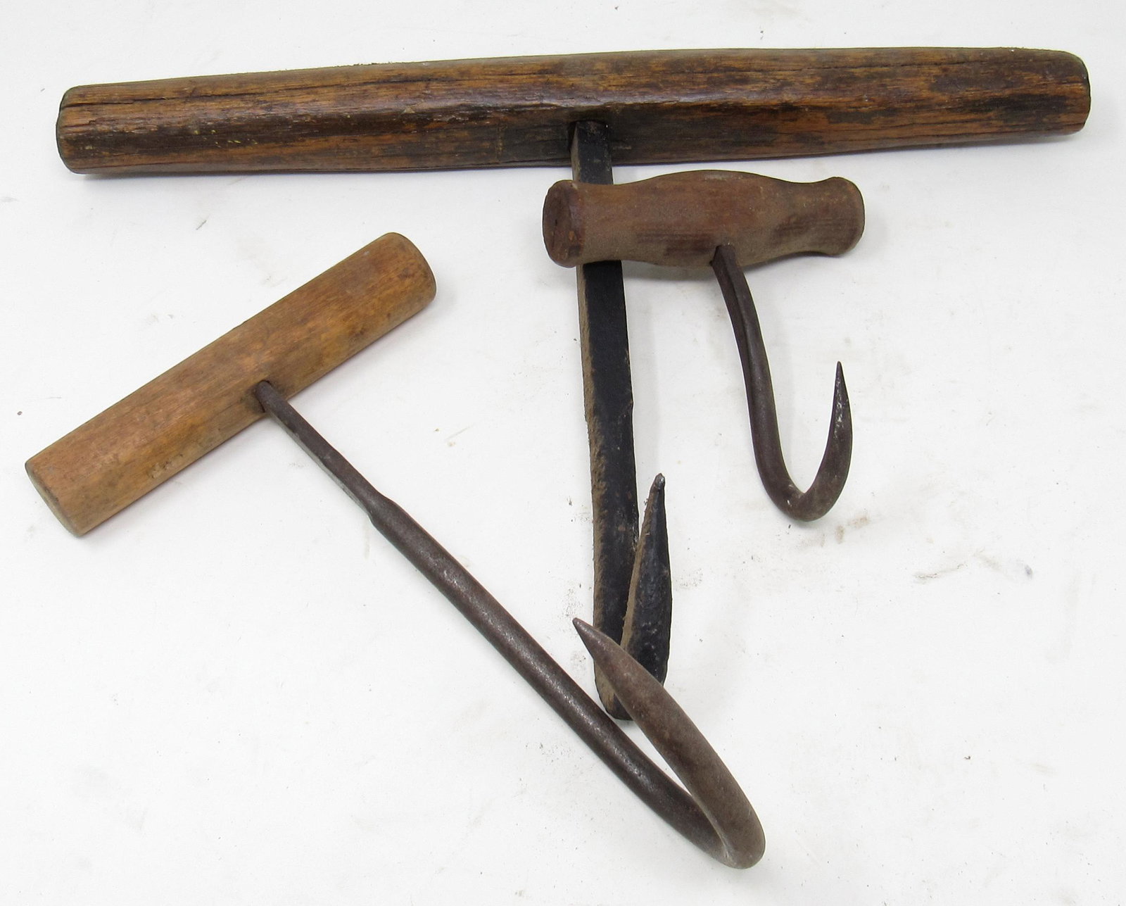 3 Hay Hooks: Longest is apprx 9 3/4" long with a 14" long handle