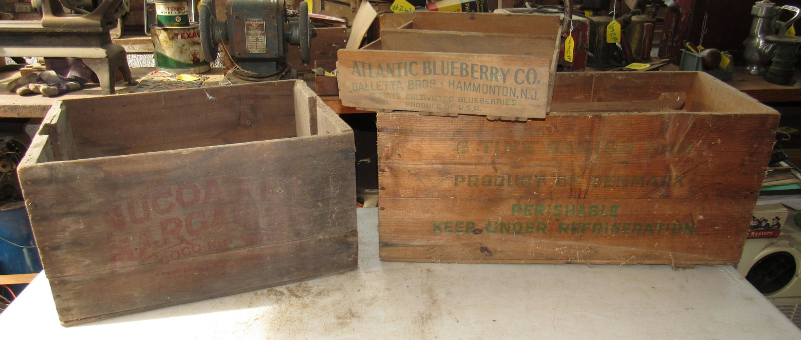 Danish Ham Blueberry Wood Crates: Ham crate is approx 11 1/4" x 25" x 11 1/2" tall