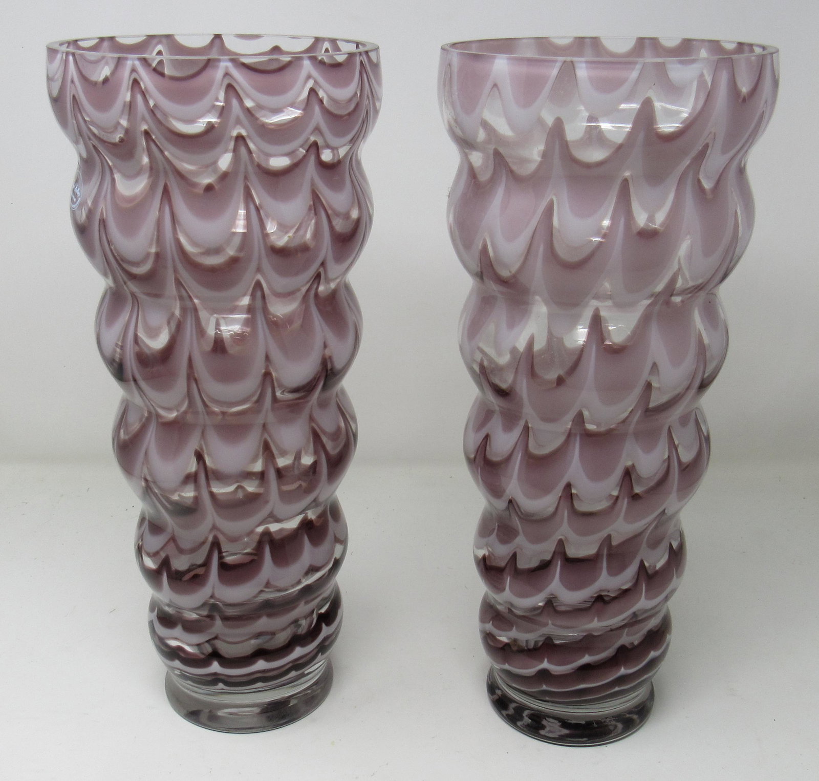 2 Beehive Amethyst Vases: Approx 6" in diameter and 14 1/4" tall