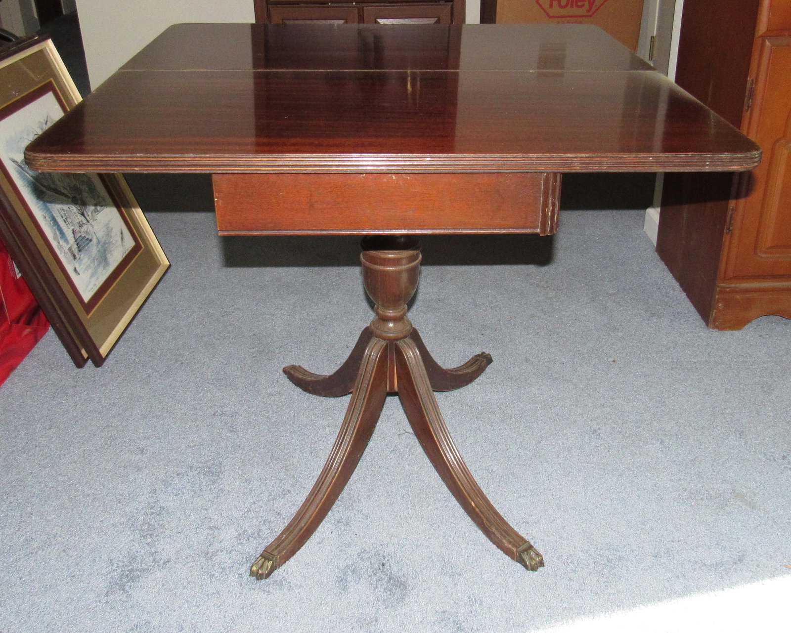 Tea Table: Approx 32" x 32" ( opened) x 28 1/4" tall.
