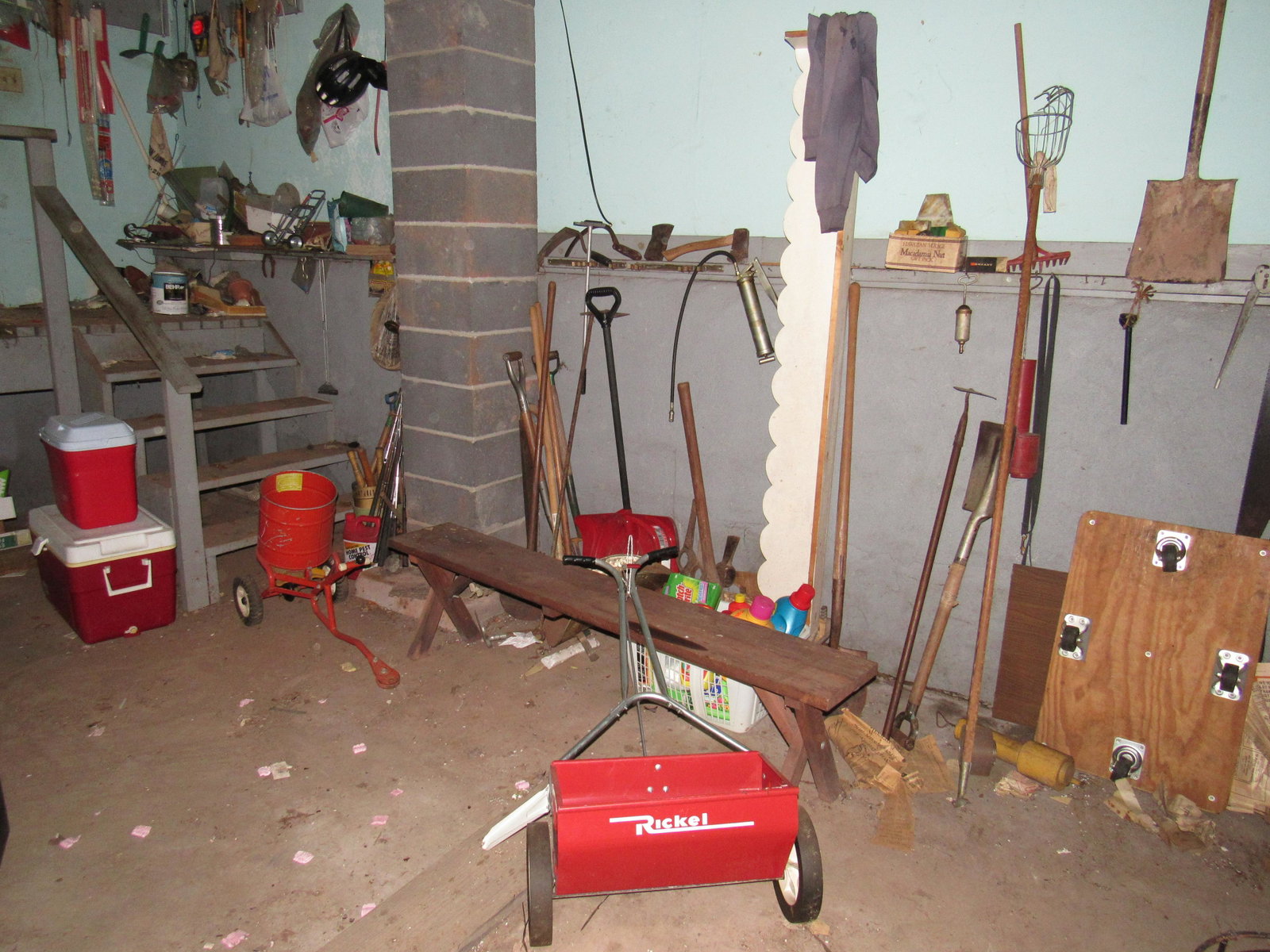 Tools Coolers Picks Axes Grease Gun: Lot includes all pictured . Take what you want and leave the rest
