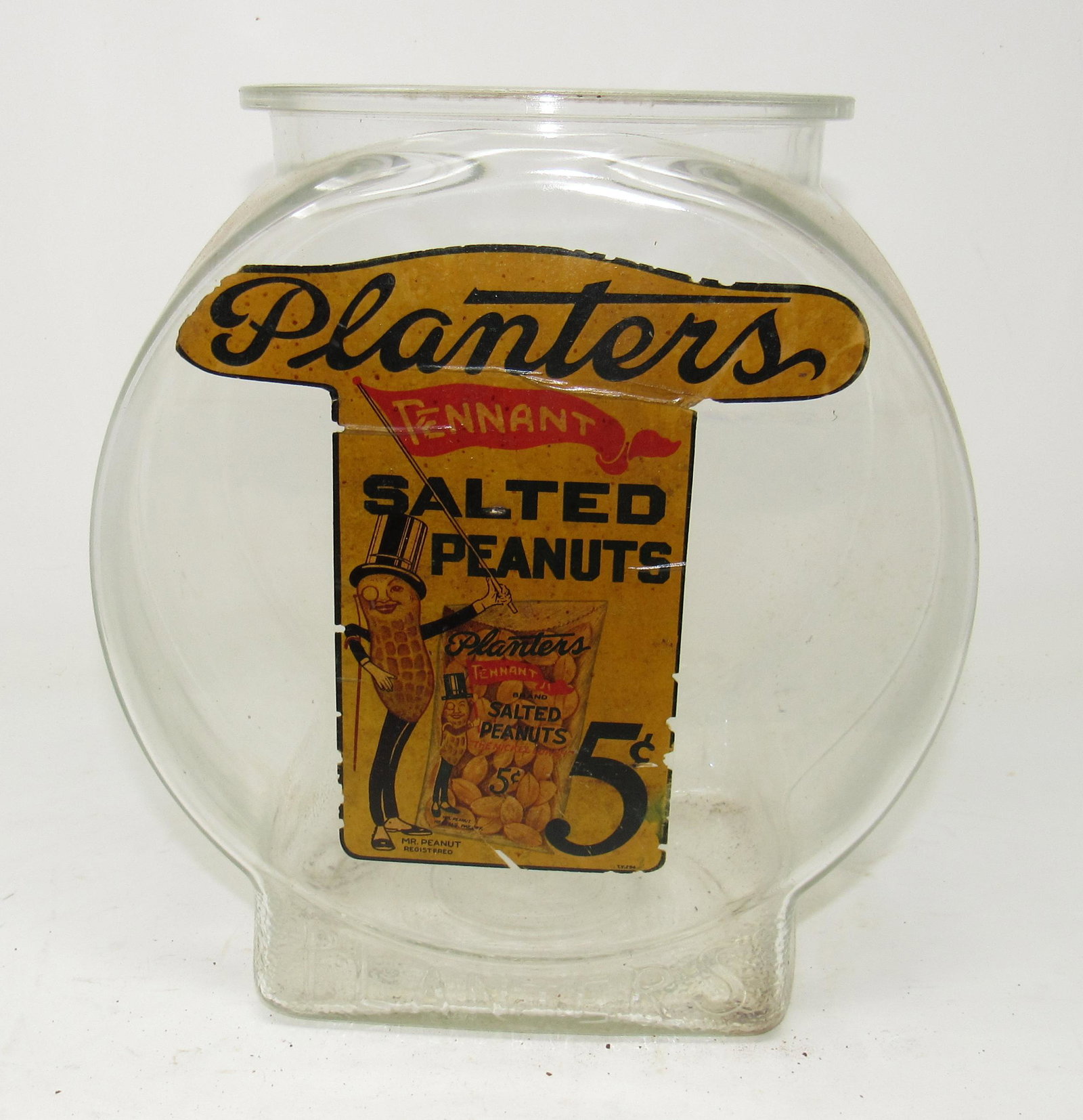Planters Pennant Salted Peanuts Jar: Apprx 7" x 9 1/2" x 11" tall