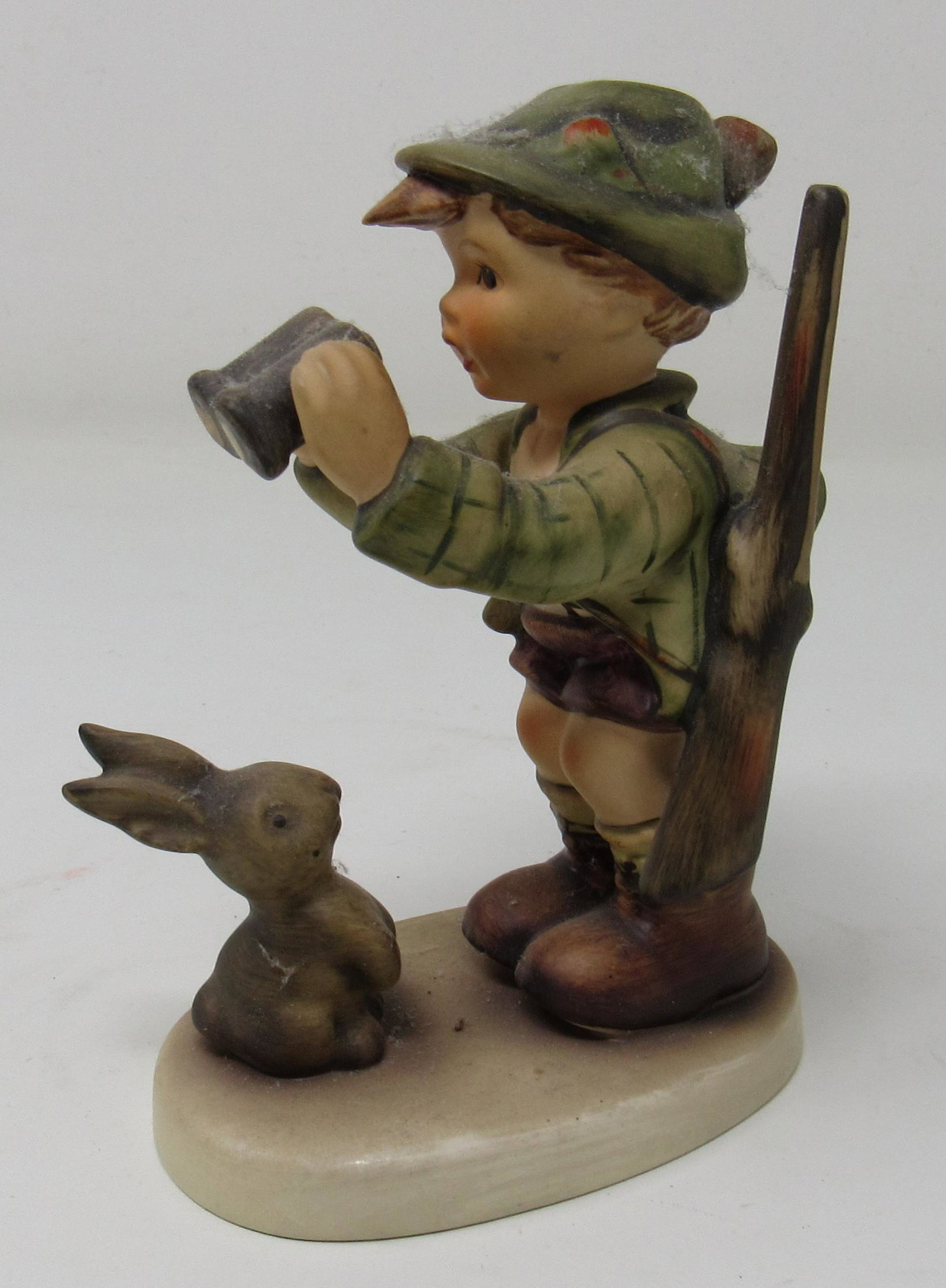 Boy with Gun Rabbit and Binoculars Hummel: Approx 5 1/4" tall