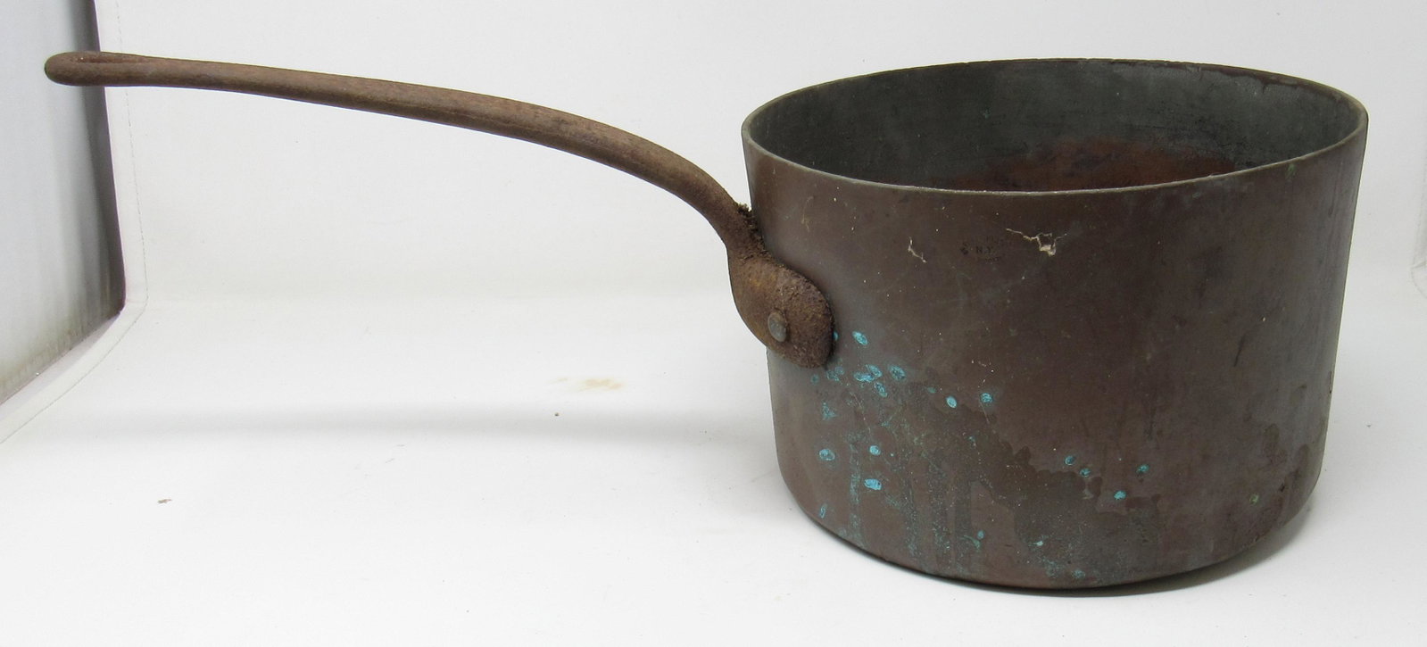 Antique Copper Pot Signed: Approx 9 3/8" in diameter and 6 1/4" tall