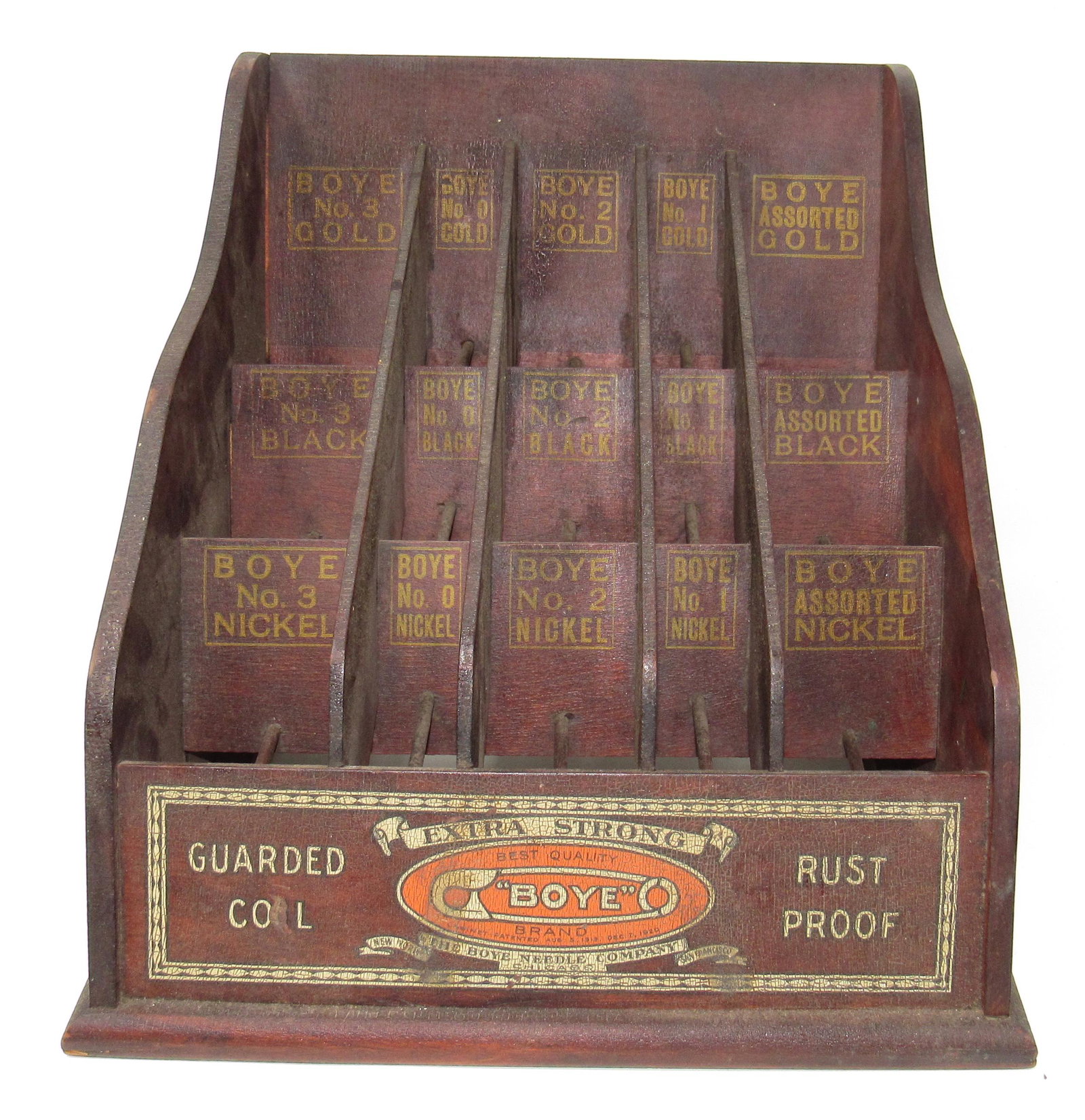Boye Safety Pin Needle Co Display Case: Apprx 13 1/2" x 11 1/2" x 10" tall