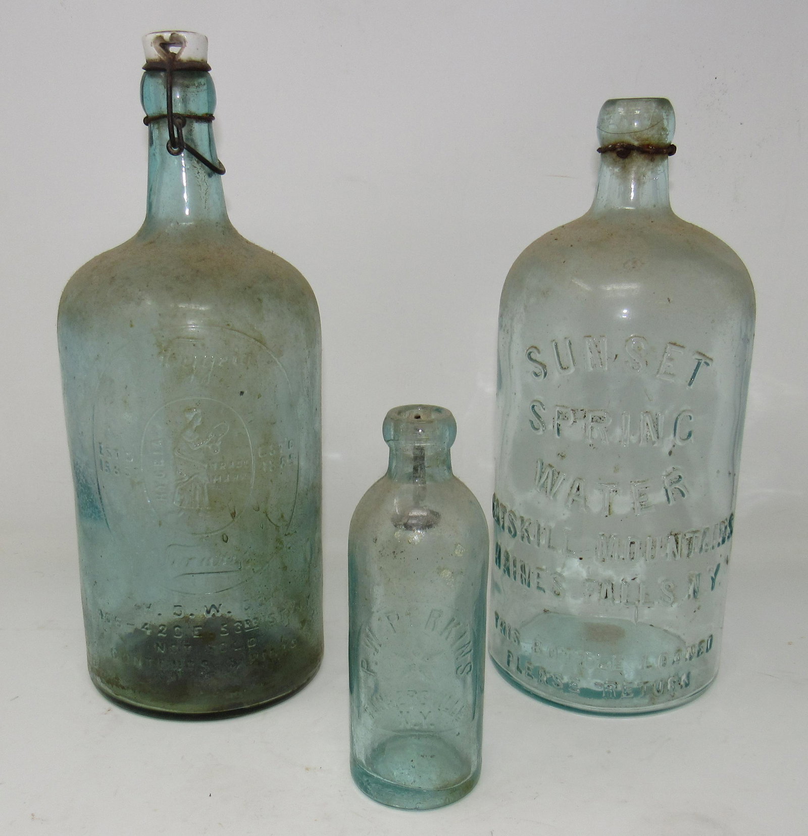 Hygeia Sunset Spring Water & Perkins Tannersville NY: Tallest is approx 13 1/4" tall