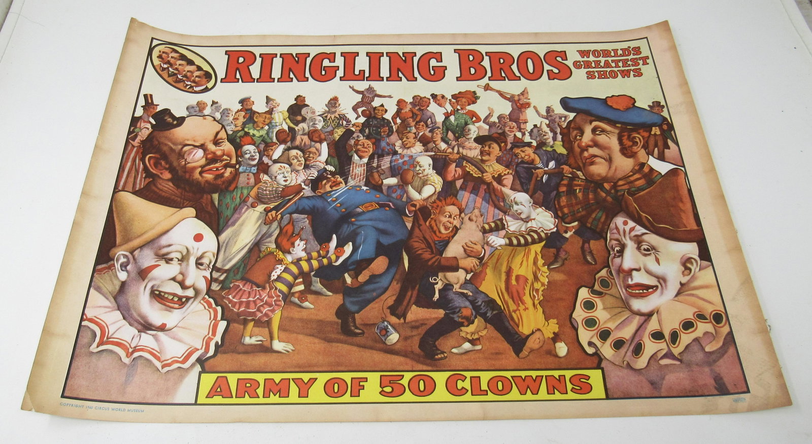1960 Ringling Bros Circus Army of 50 Clowns Poster: Approx 14x19.