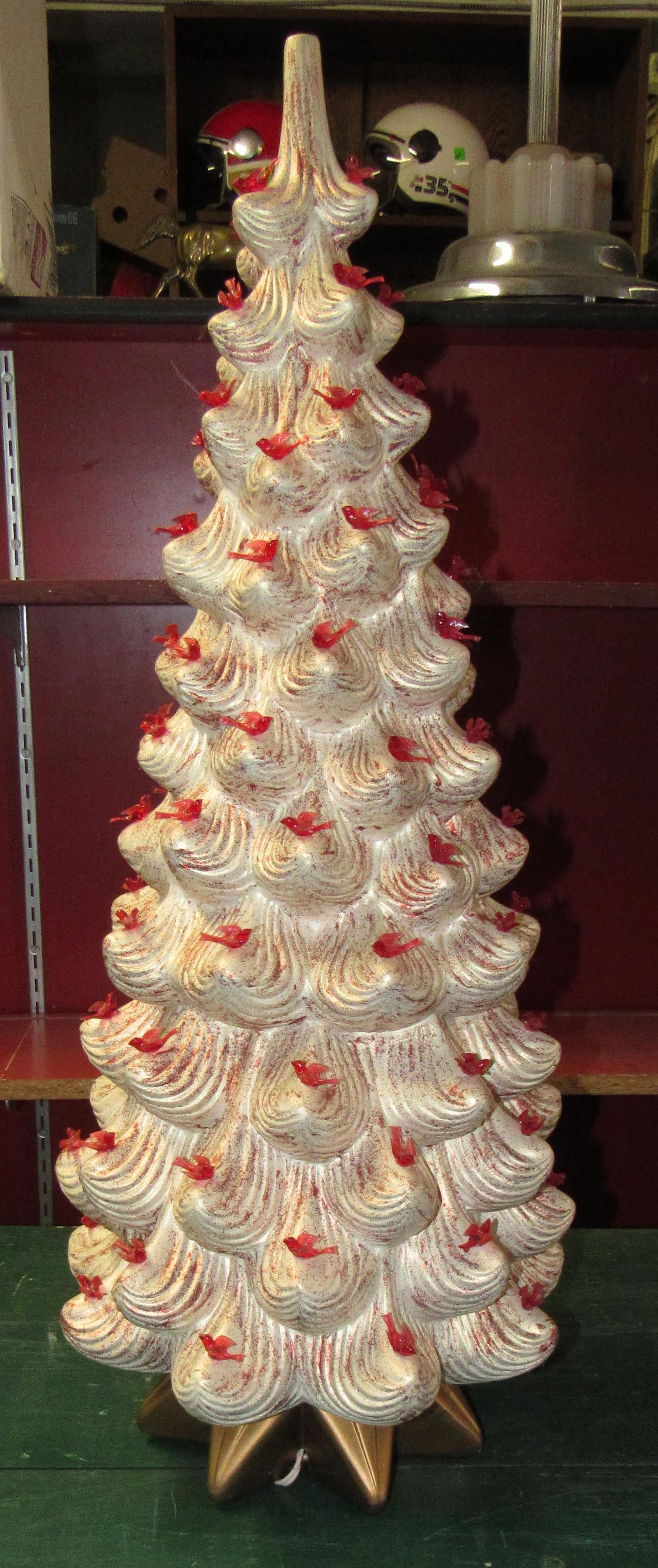 Large Atlantic Mold Ceramic Christmas Tree: Approx 32" tall. It is lighted, but sold untested