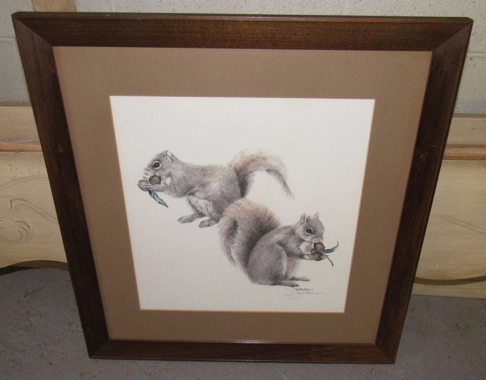 Signed Squirrel Print: Approx 22" x 23"