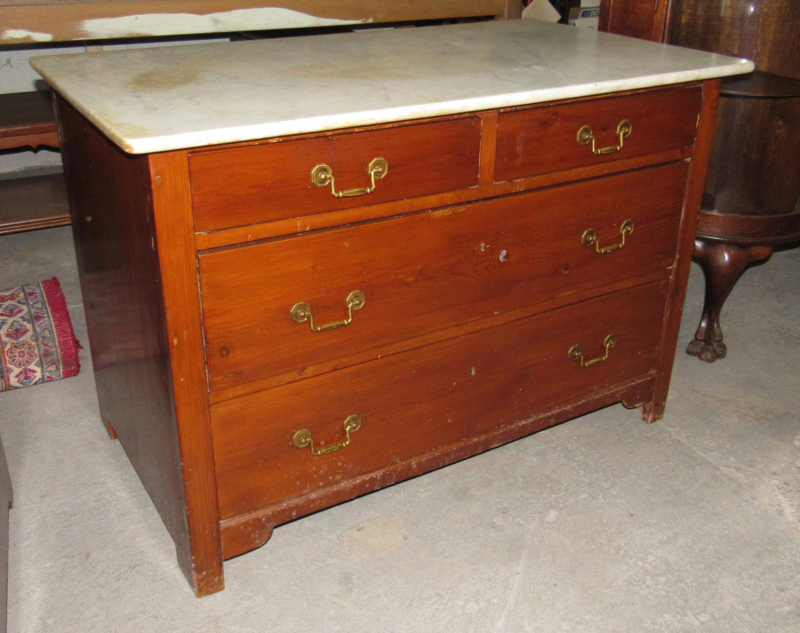 Marble Top Dresser: Approx 25" x 43 1/2" x 29 1/2" tall