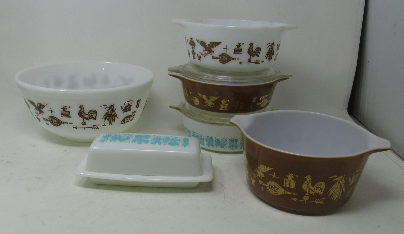 Pyrex Mixing Bowls Cinderella Dishes & Butter Dish: Large mixing bowl is approx 8 3/4" in diameter and 4" tall