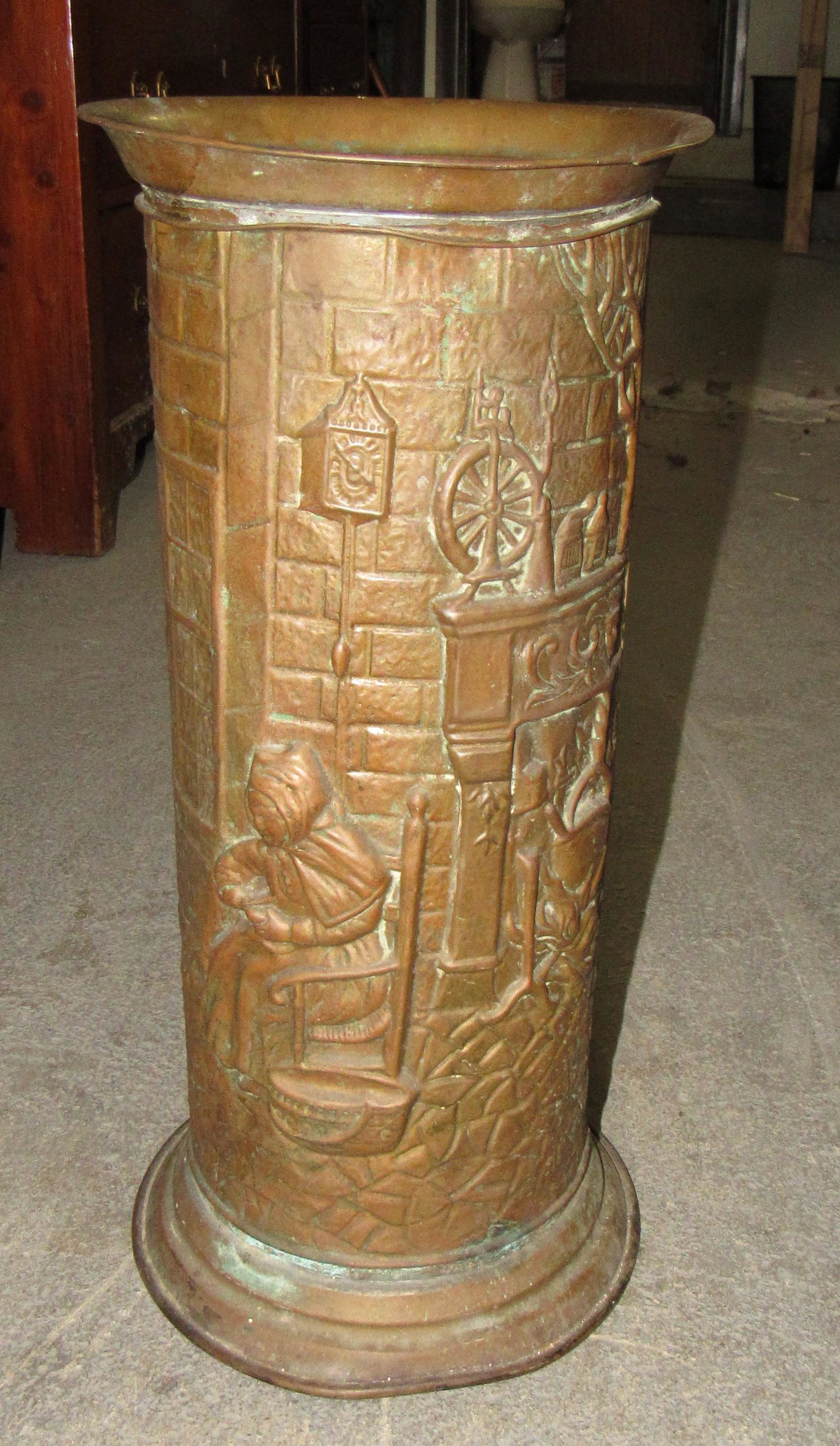 Brass Umbrella Stand: Approx 9" in diameter and 20" tall