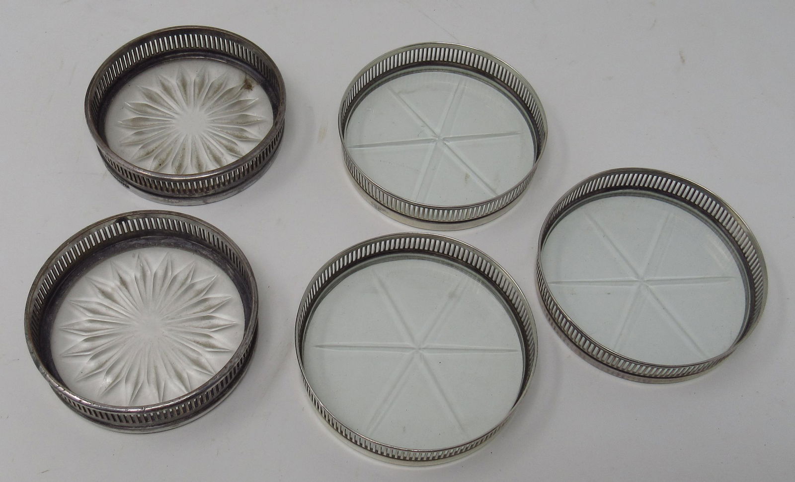 Silver on Copper & Sterling Silver Coaster: 3 Sterling silver coasters are approx 3 1/8" in diameter