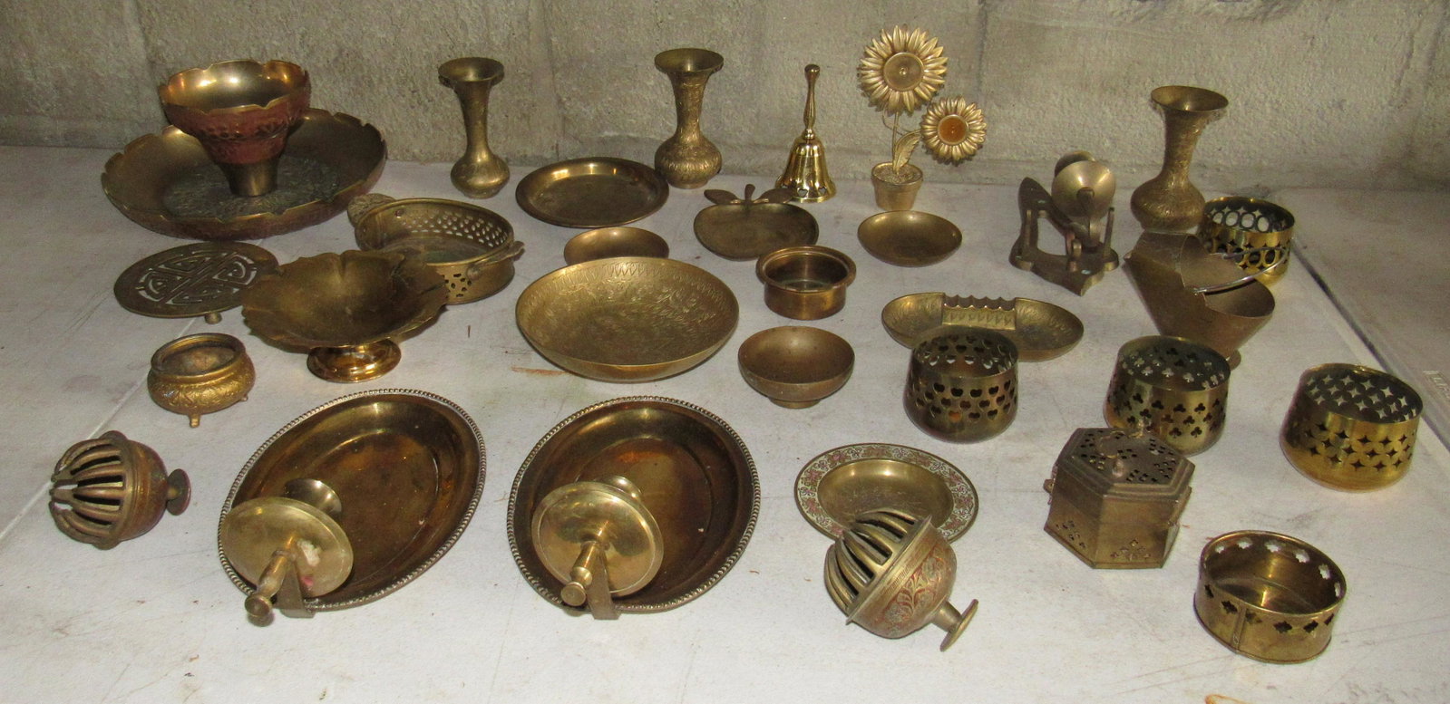 Brass Candle Sconces Bowls Bells & Misc: Getting all pictured
