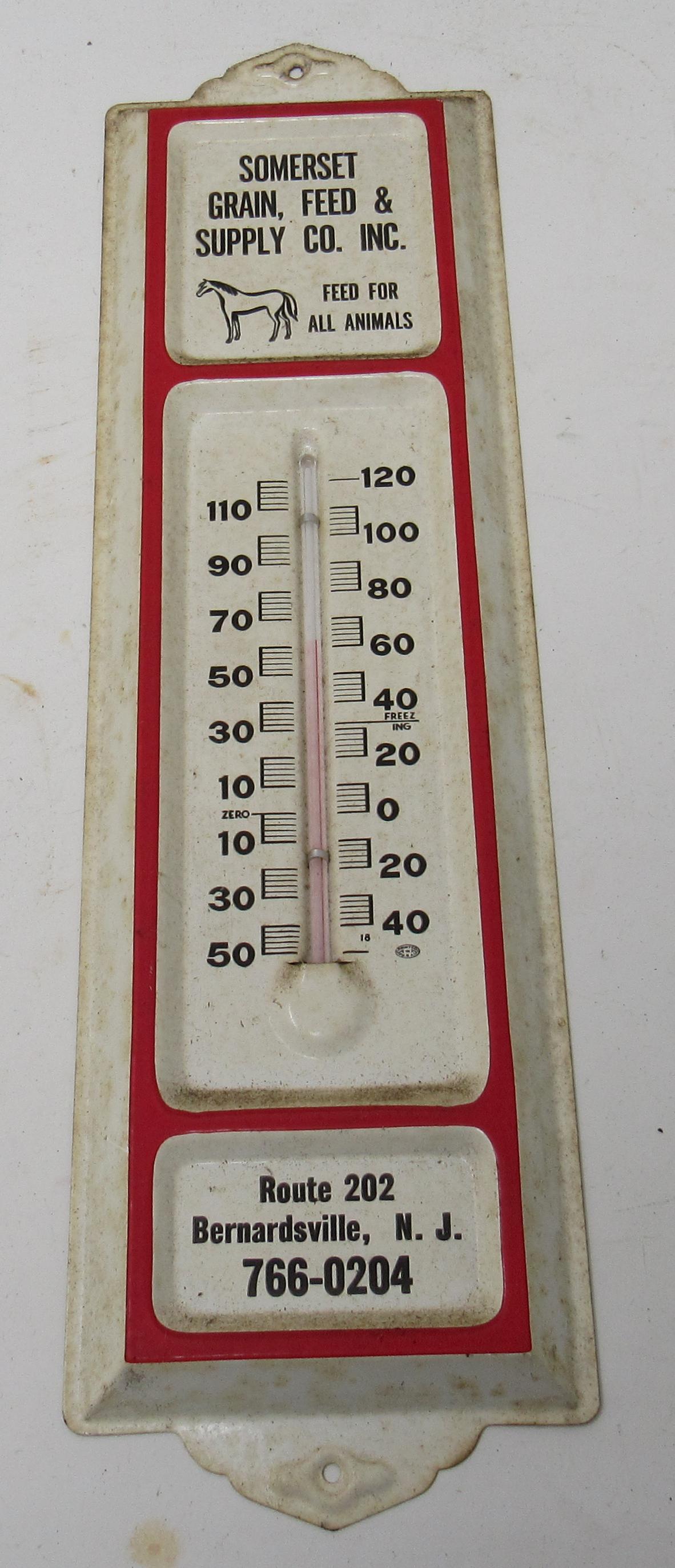 Somerset Grain Feed Bernardsville NJ Thermometer: Apprx 13 1/4" long