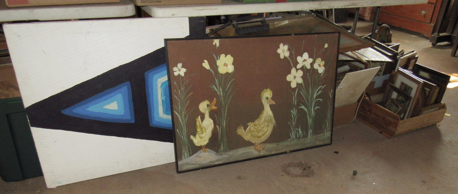 Prints Picture Frames and Paintings: Lot includes all pictured under table. MUST TAKE ALL !