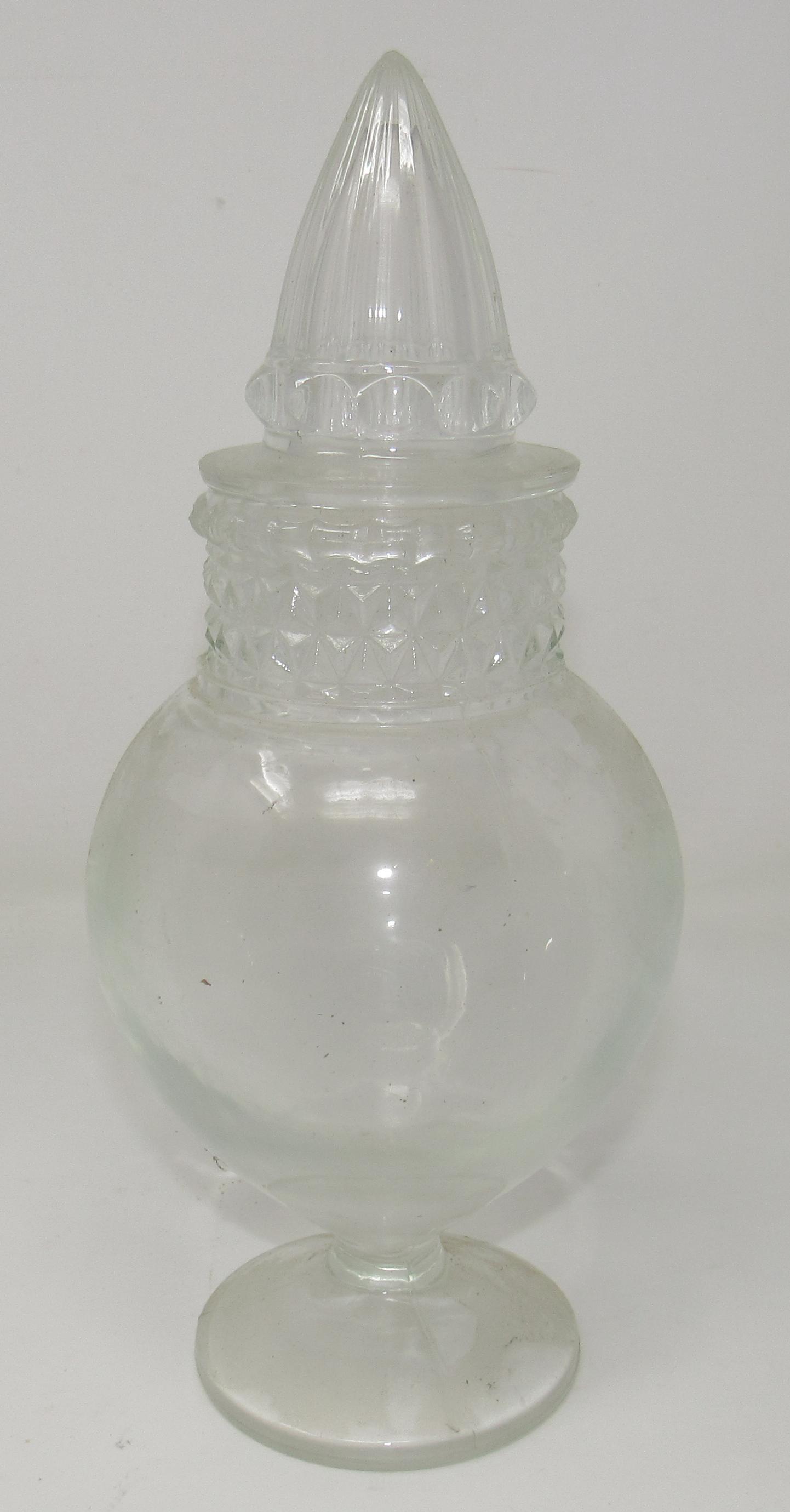 Apothecary Jar: Approx 4 1/2" in diameter and 11" tall