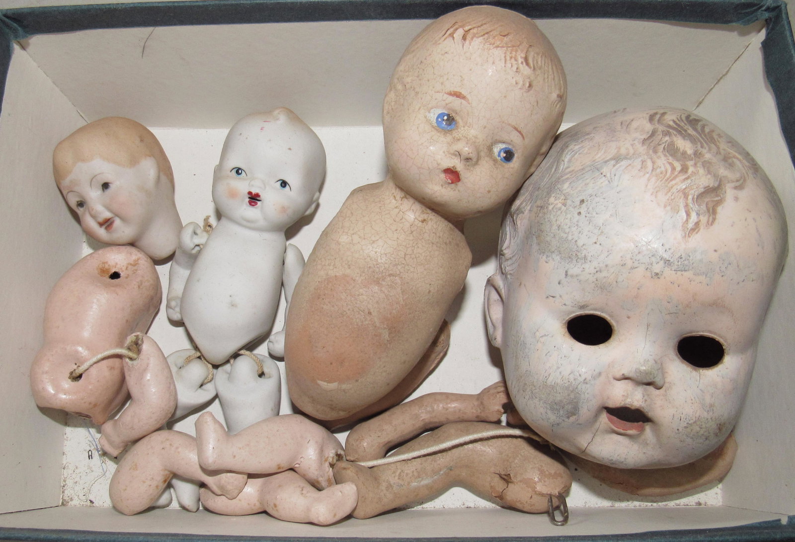 Bisque Nippon Japan Composition and Misc Doll Parts: Nippon head is approx 2" long