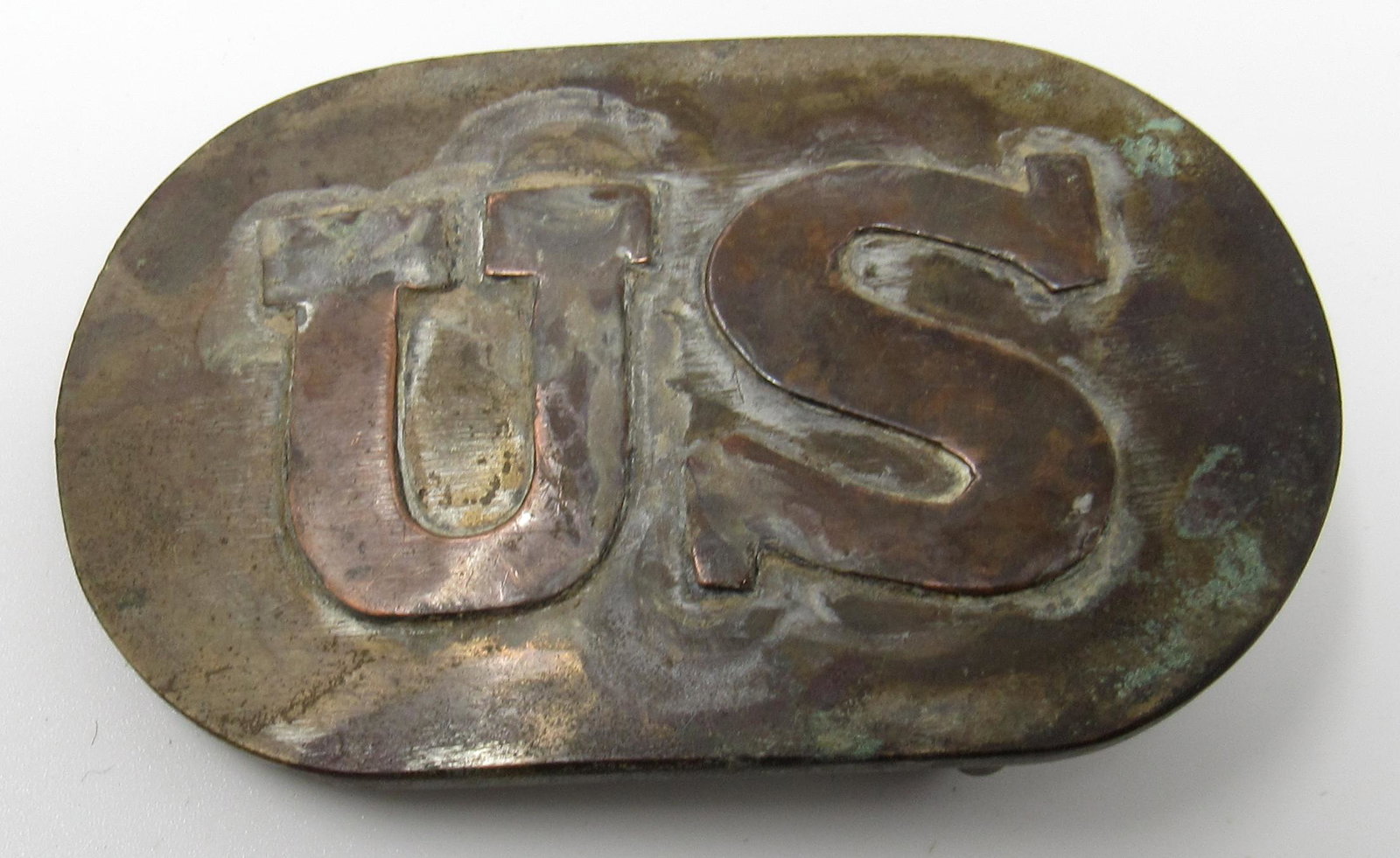 Brass and Copper US Belt Buckle: Approx 2" x 3 3/8"