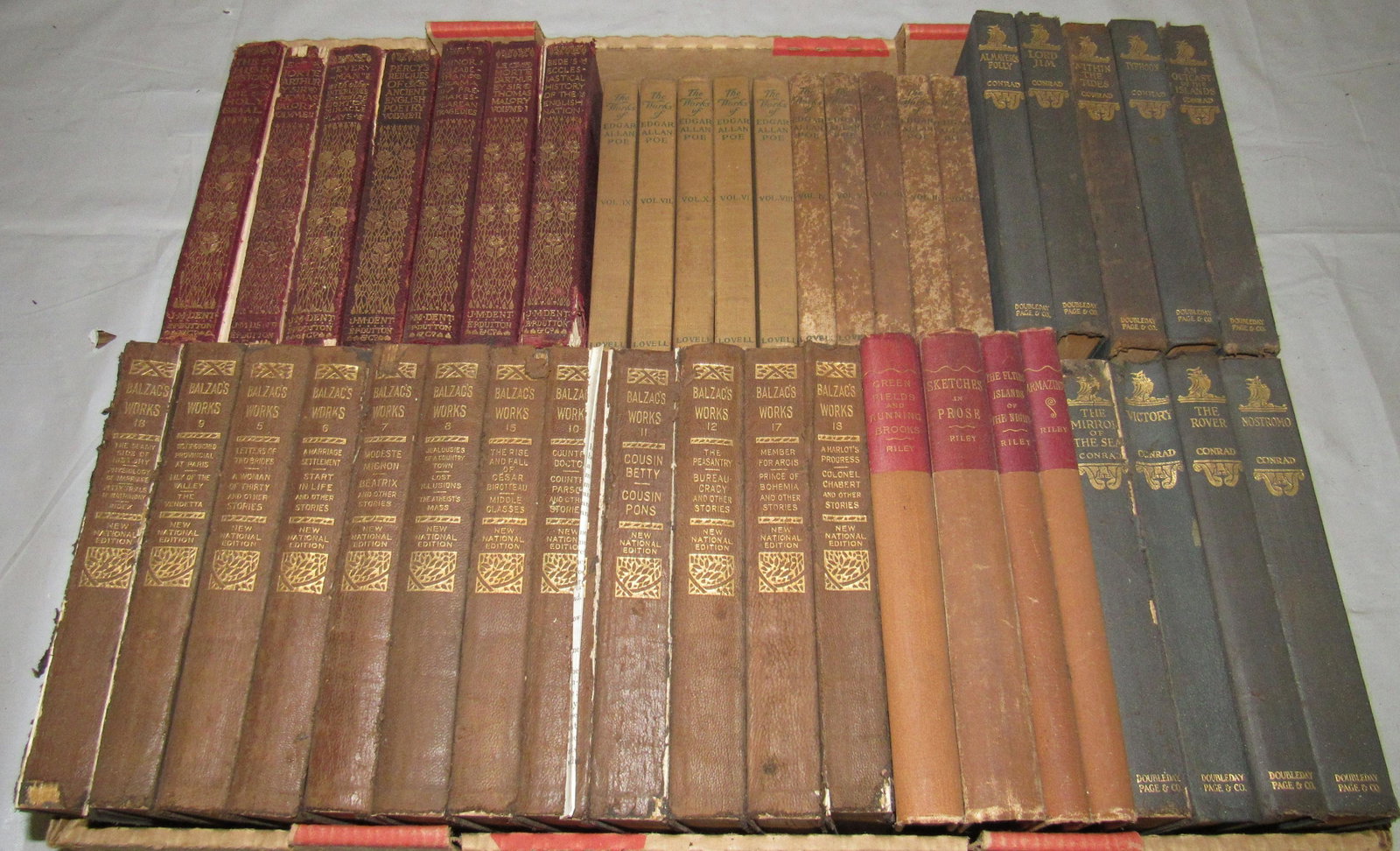 JM Dent Edgar Allan Poe Conrad Balzags Works Riley: Getting all in box