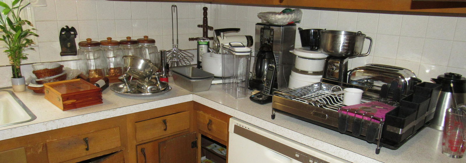 Counter Contents Small Appliances Coffee Maker Toaster: Getting all pictured. Take what you want and leave the rest