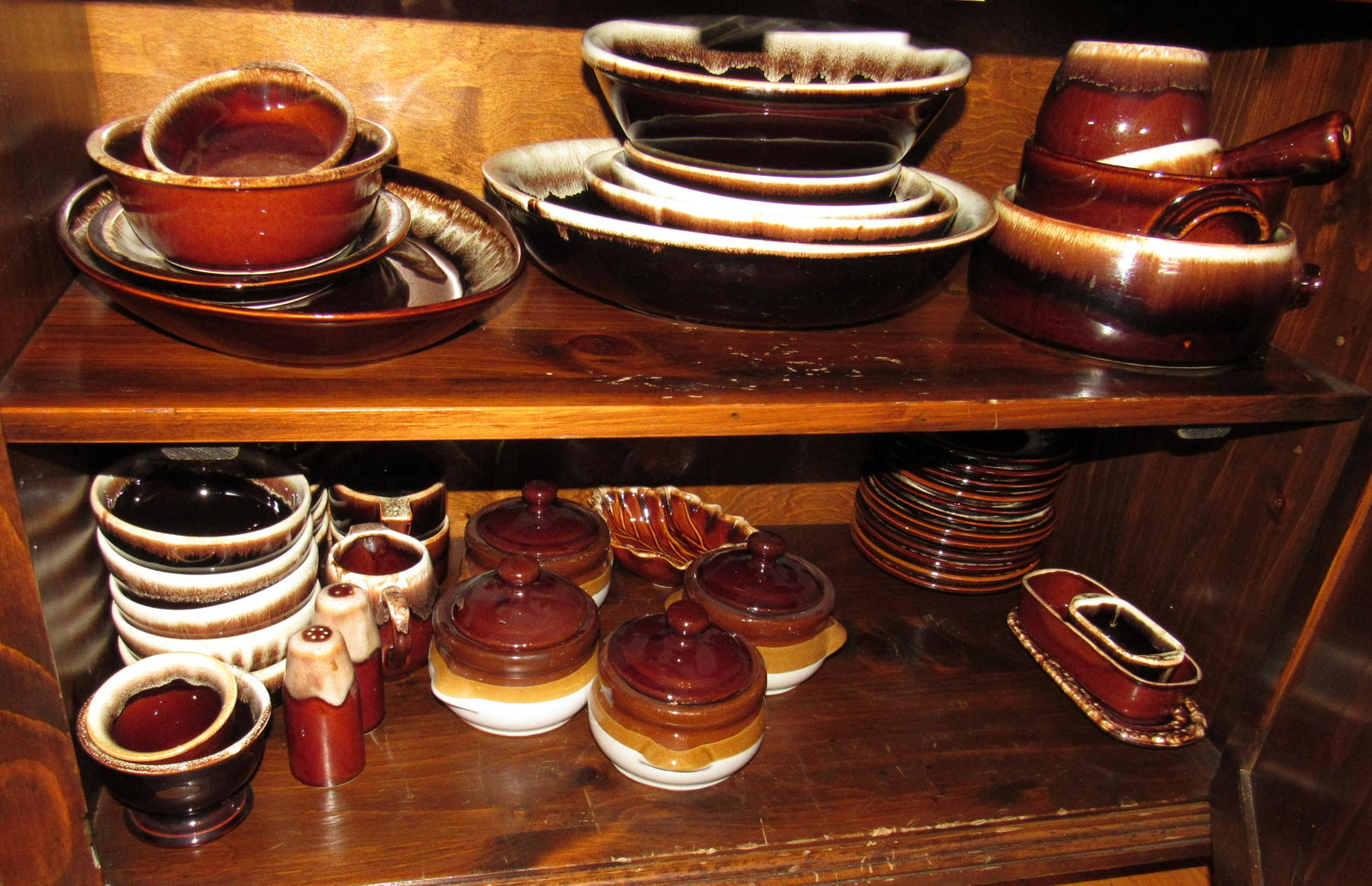 Oven Proof & Misc Dinnerware: Getting all pictured in bottom of hutch. Must be picked up before noon !