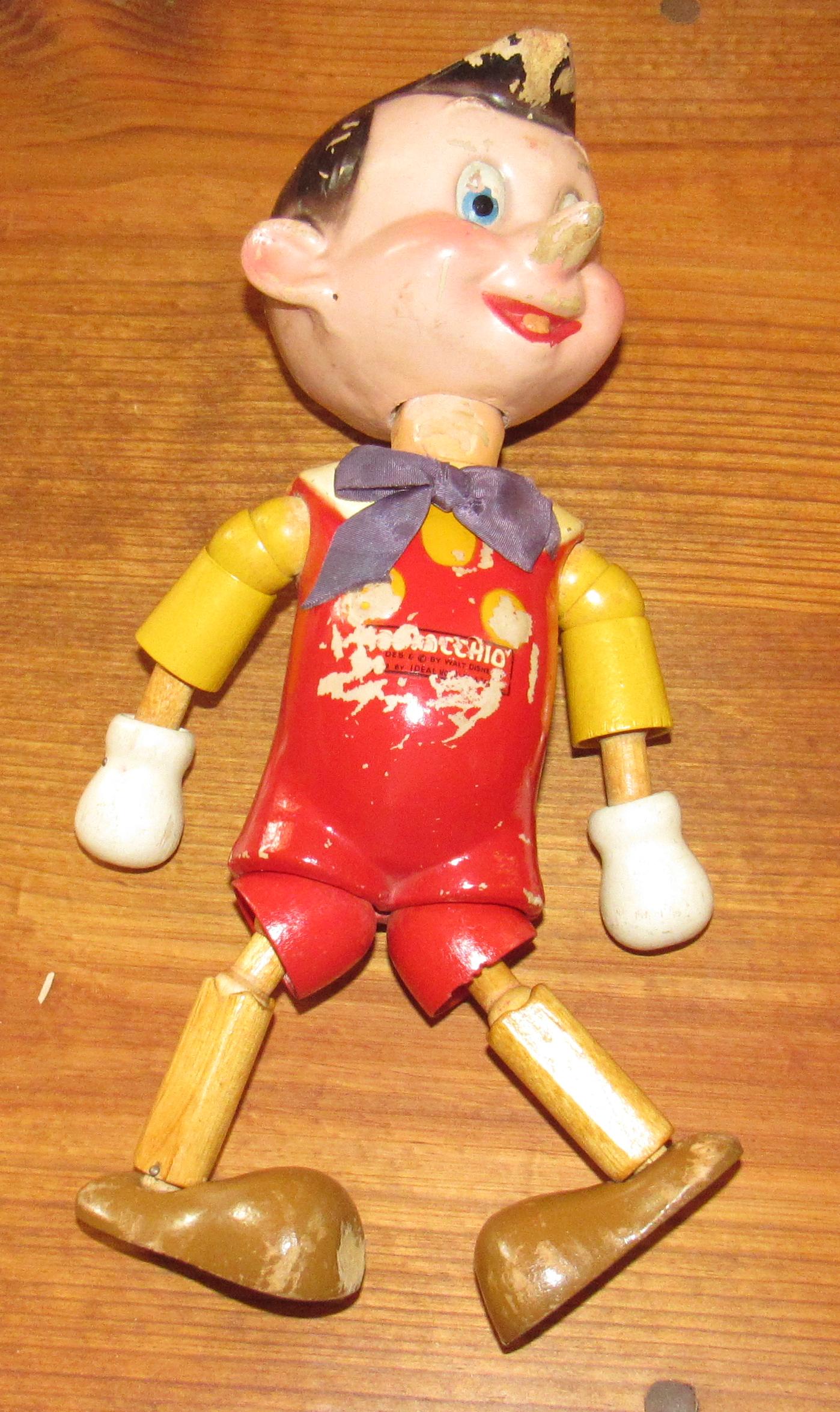 Jointed Wooden Ideal Pinocchio Doll: Approx 10 1/2" tall