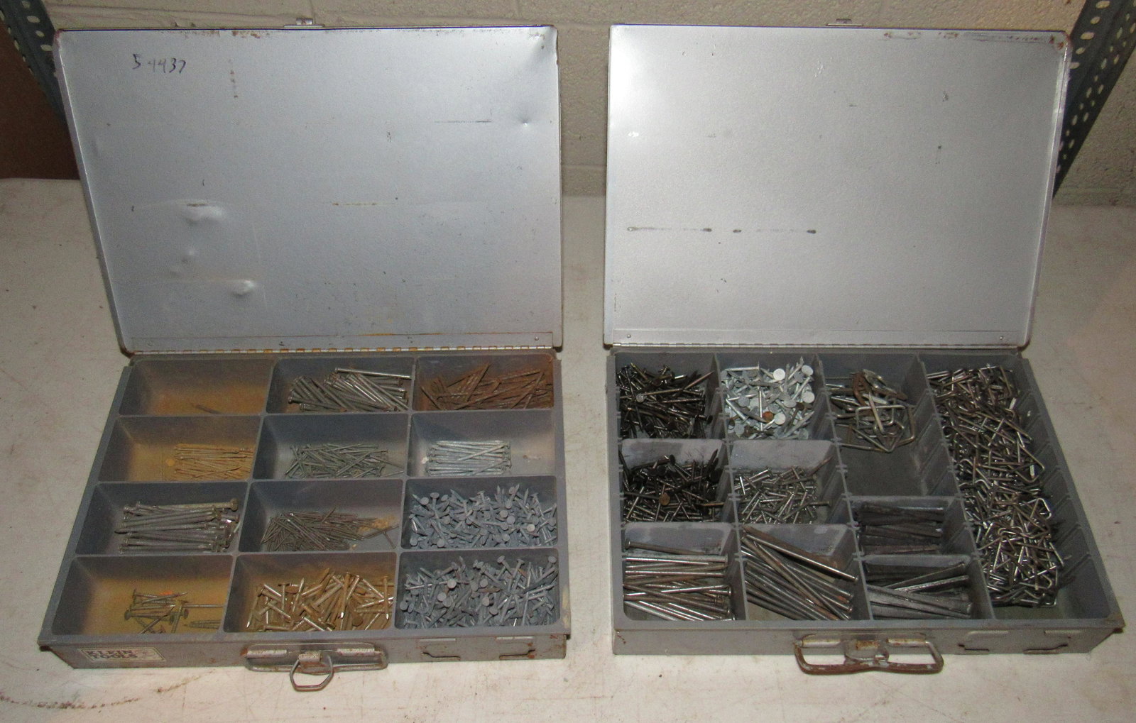 Klein Parts Bins with Nails: Approx 13 3/4"x 9 5/8" x 2 1/4" tall