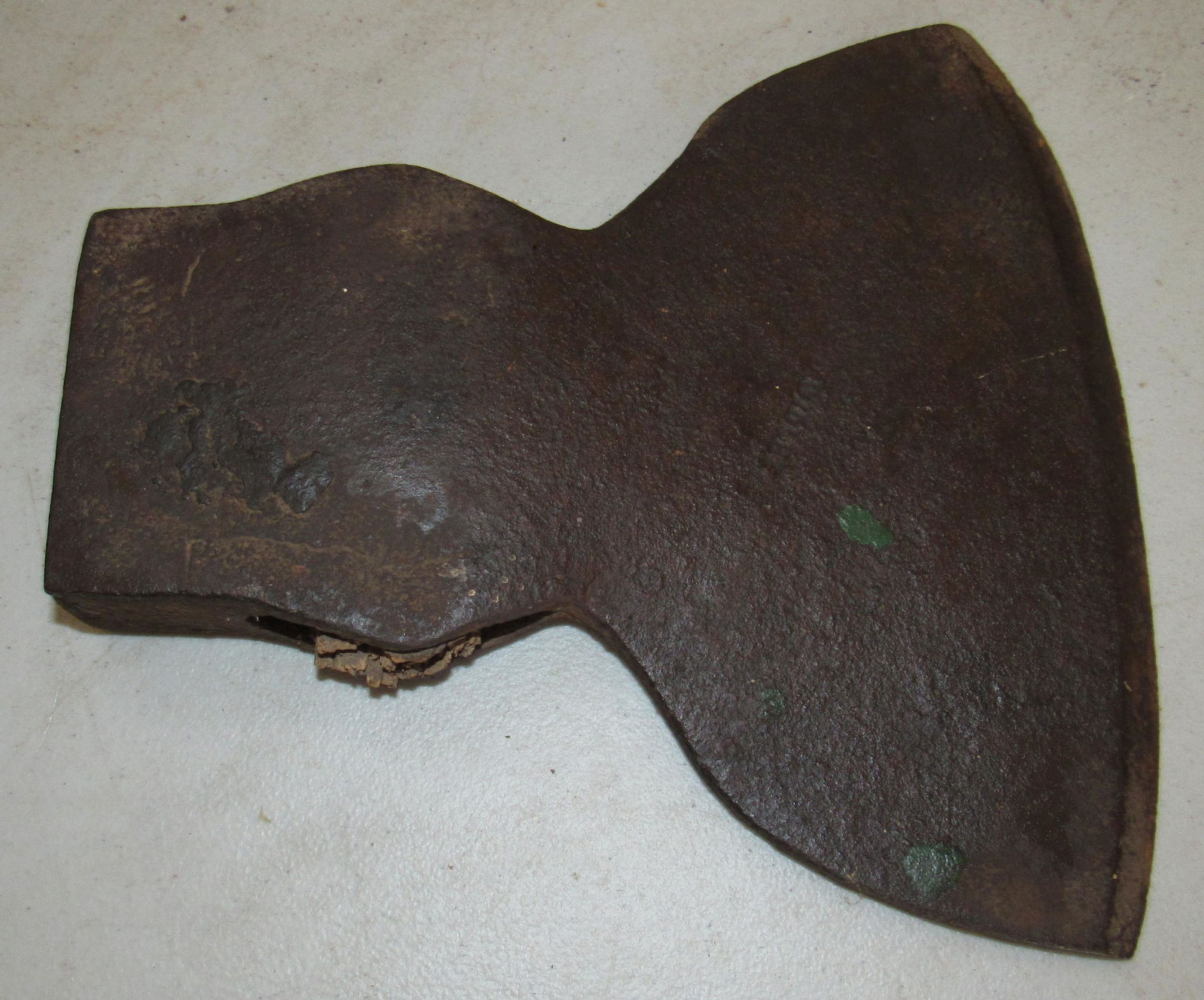 Antique Broad Axe Signed: Blade is apprx 9" wide. Total length of axe is approx 9 1/4"